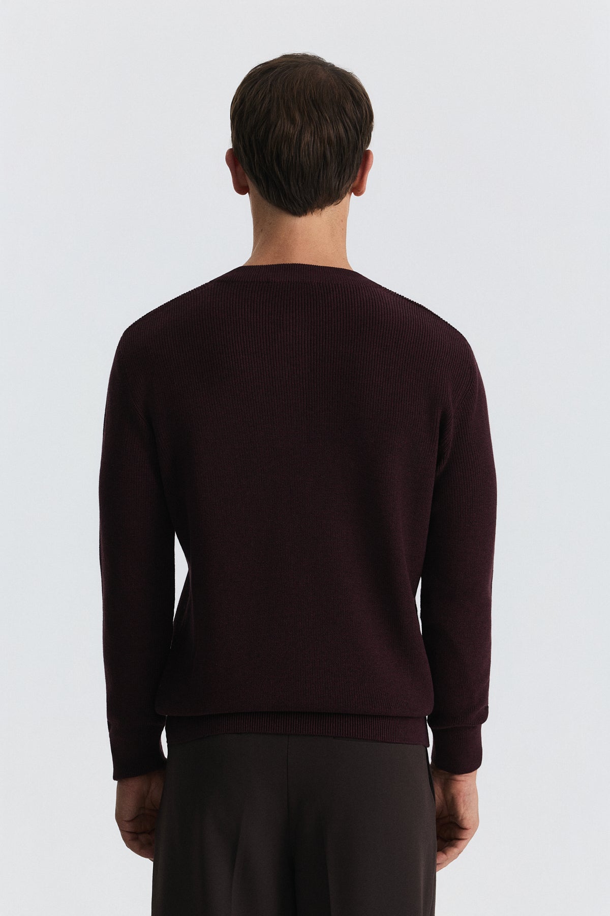 Button-Neck Textured Sweater