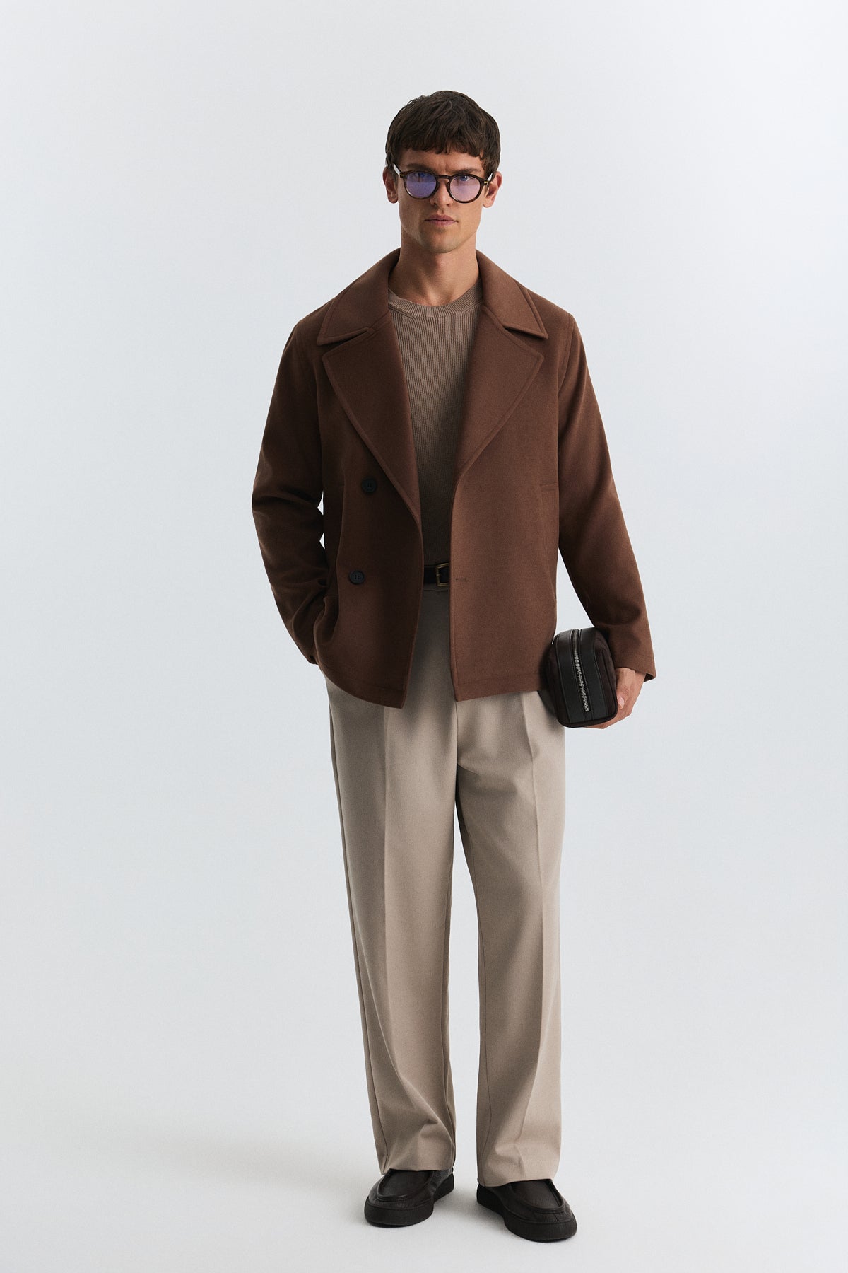 Relax Fit Short Coat with Double-Breasted Closure