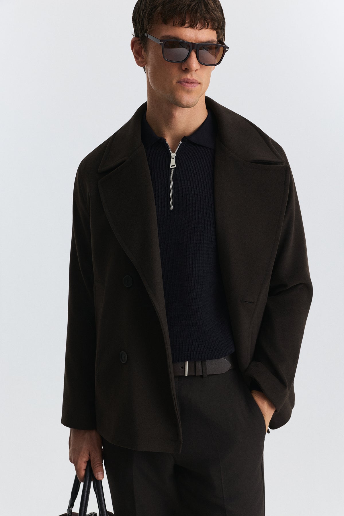 Relax Fit Short Coat with Double-Breasted Closure