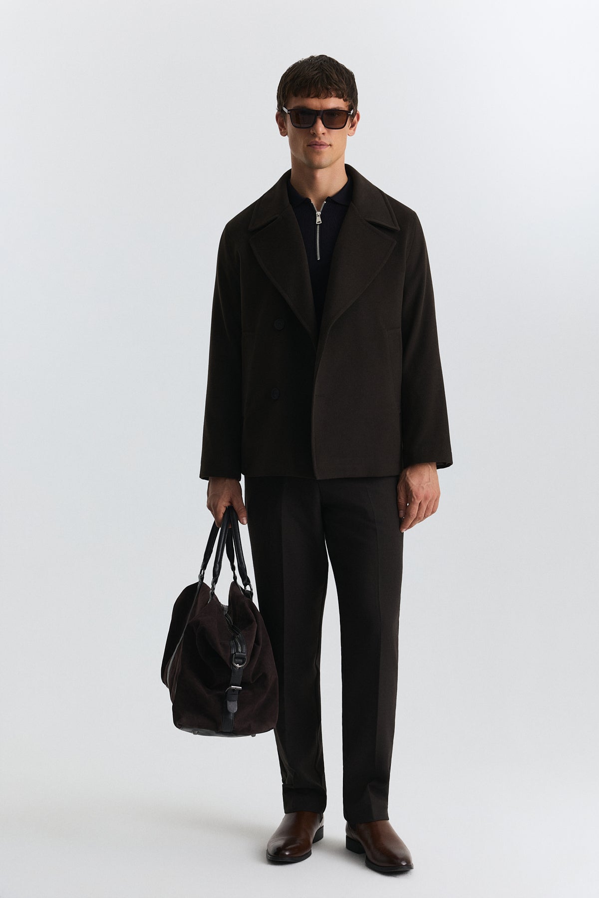 Relax Fit Short Coat with Double-Breasted Closure