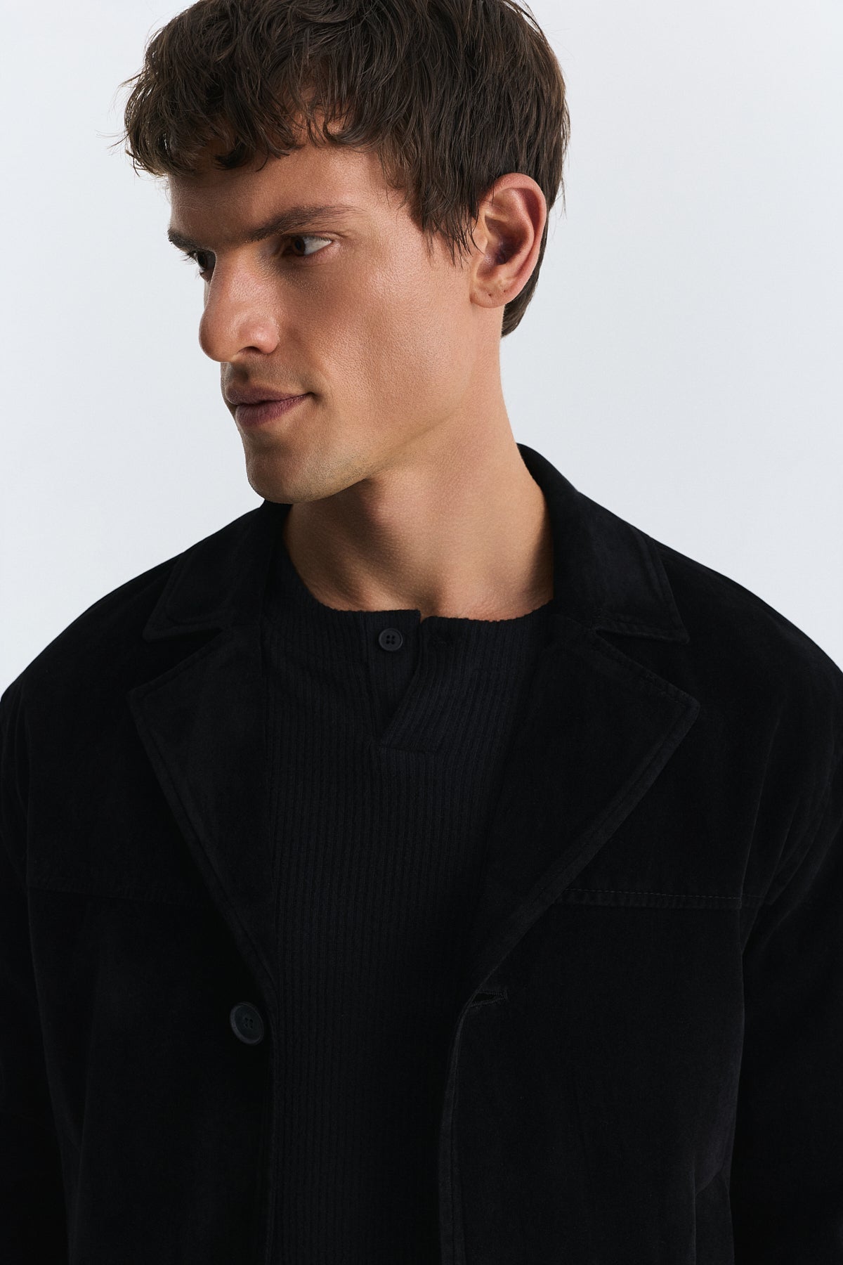Crop Fit Faux Suede Jacket