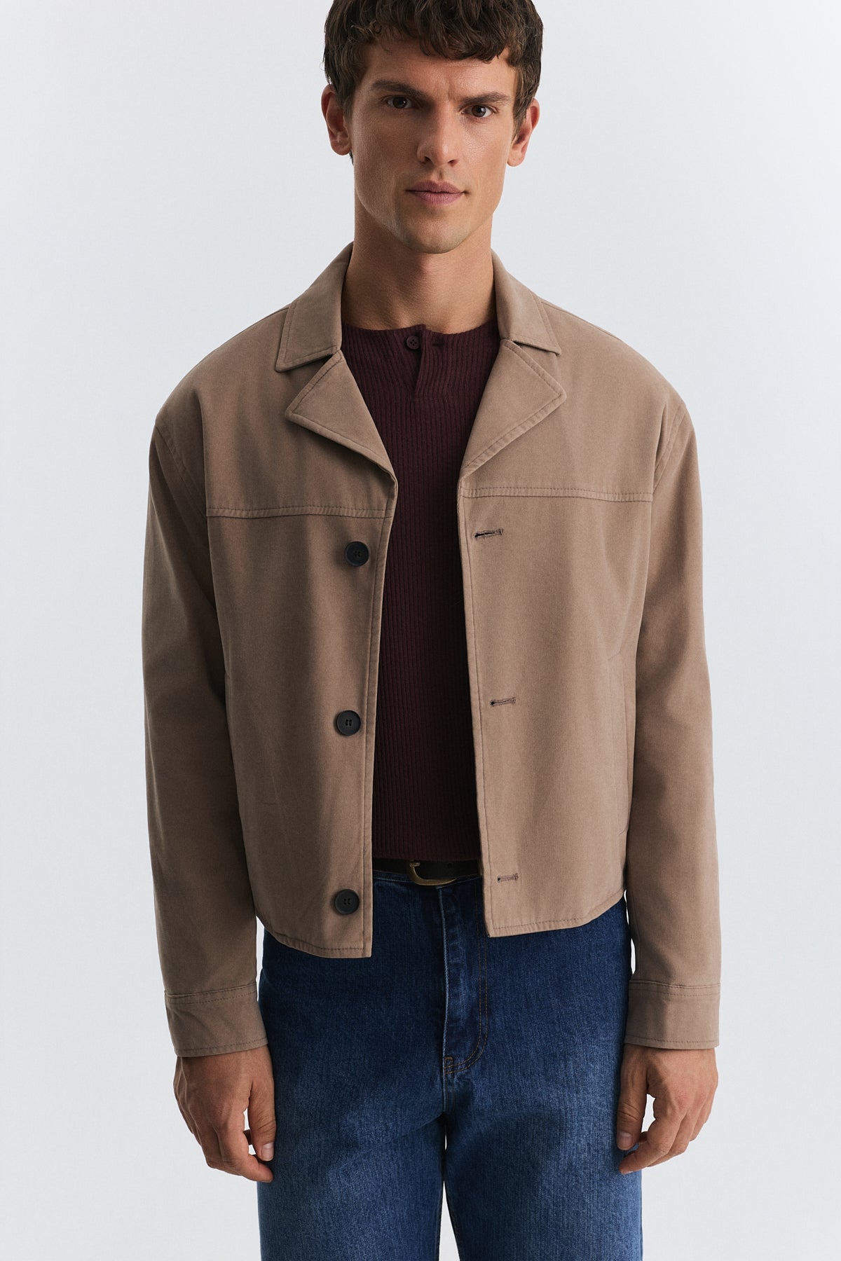 Crop Fit Faux Suede Jacket