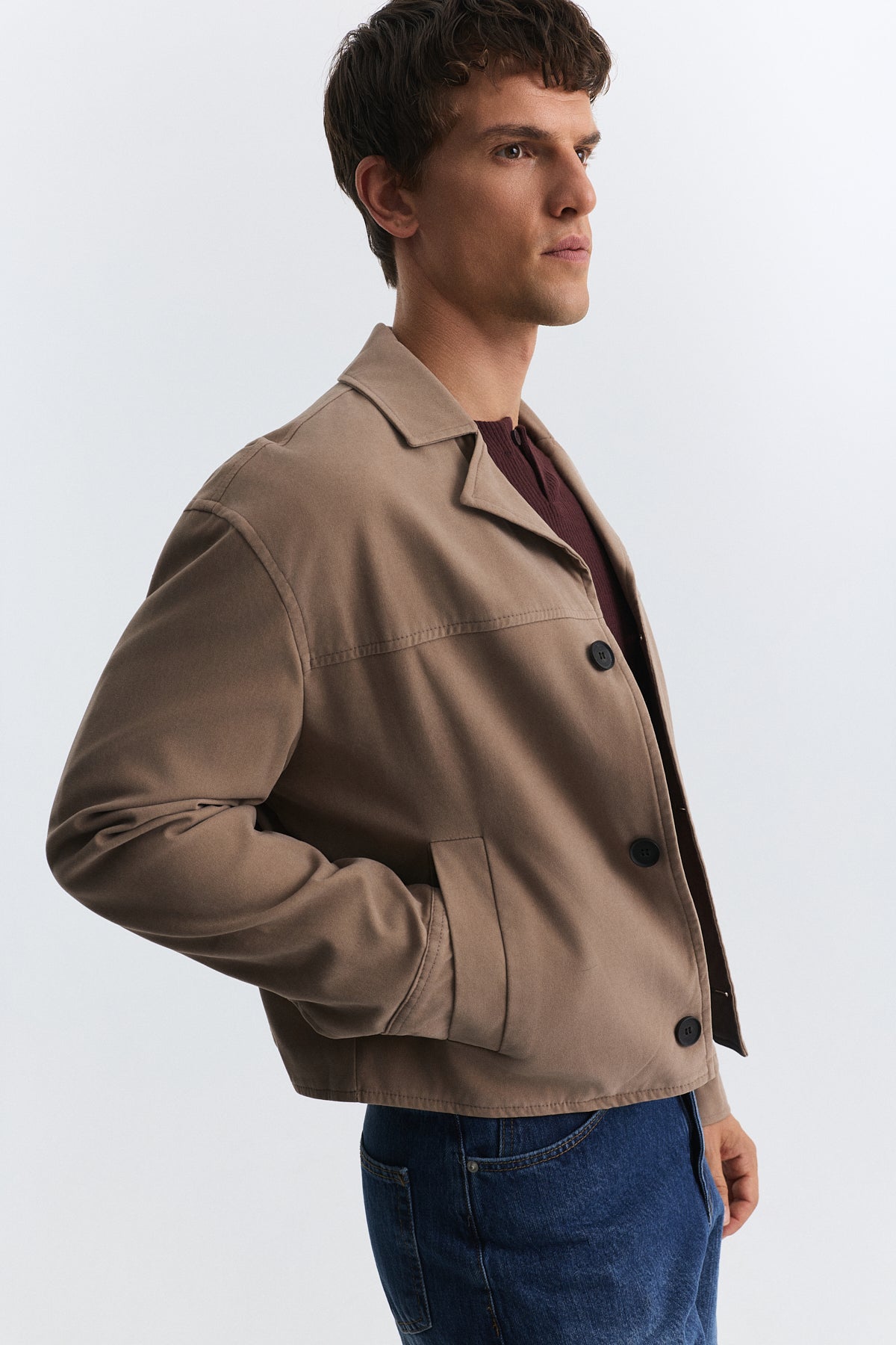 Crop Fit Faux Suede Jacket