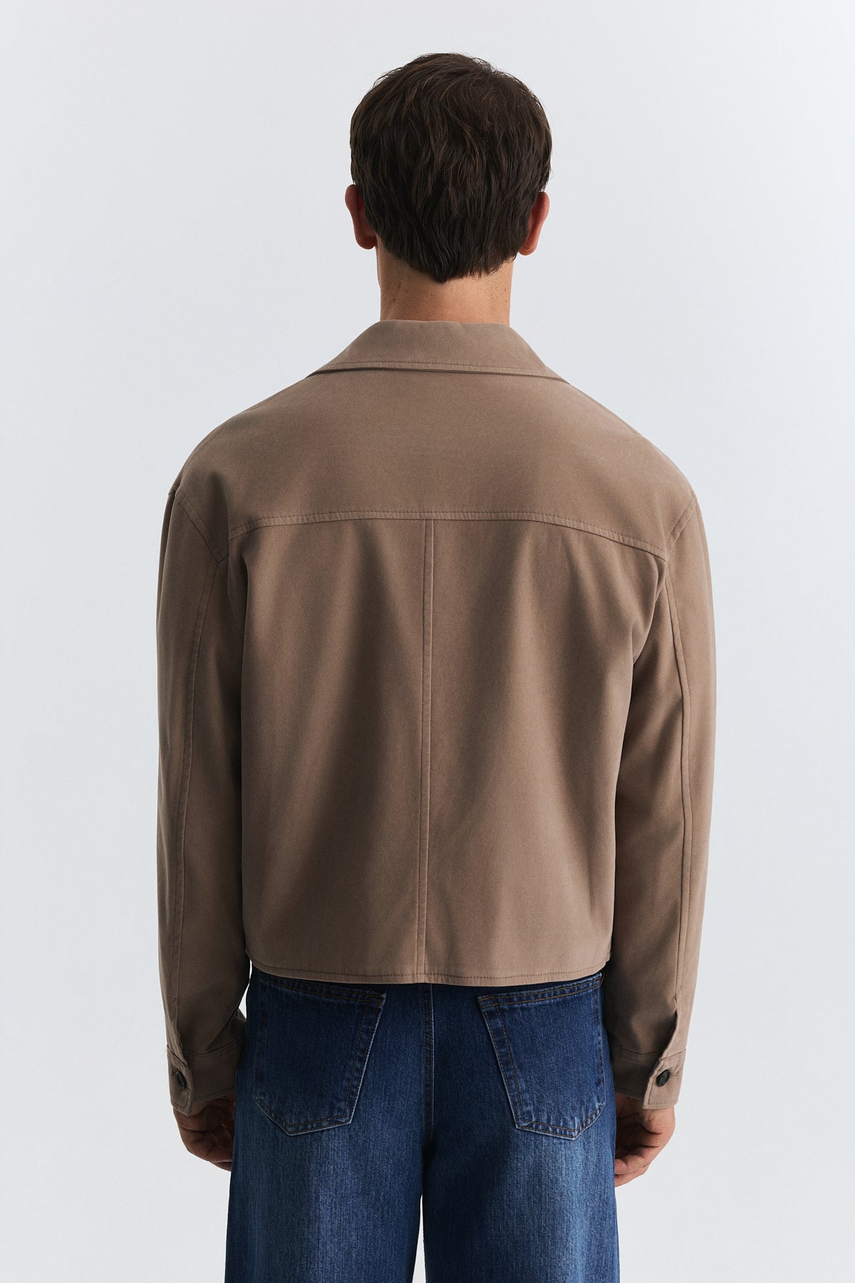 Crop Fit Faux Suede Jacket