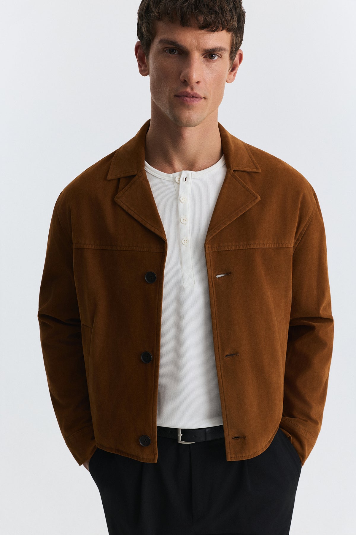 Crop Fit Faux Suede Jacket