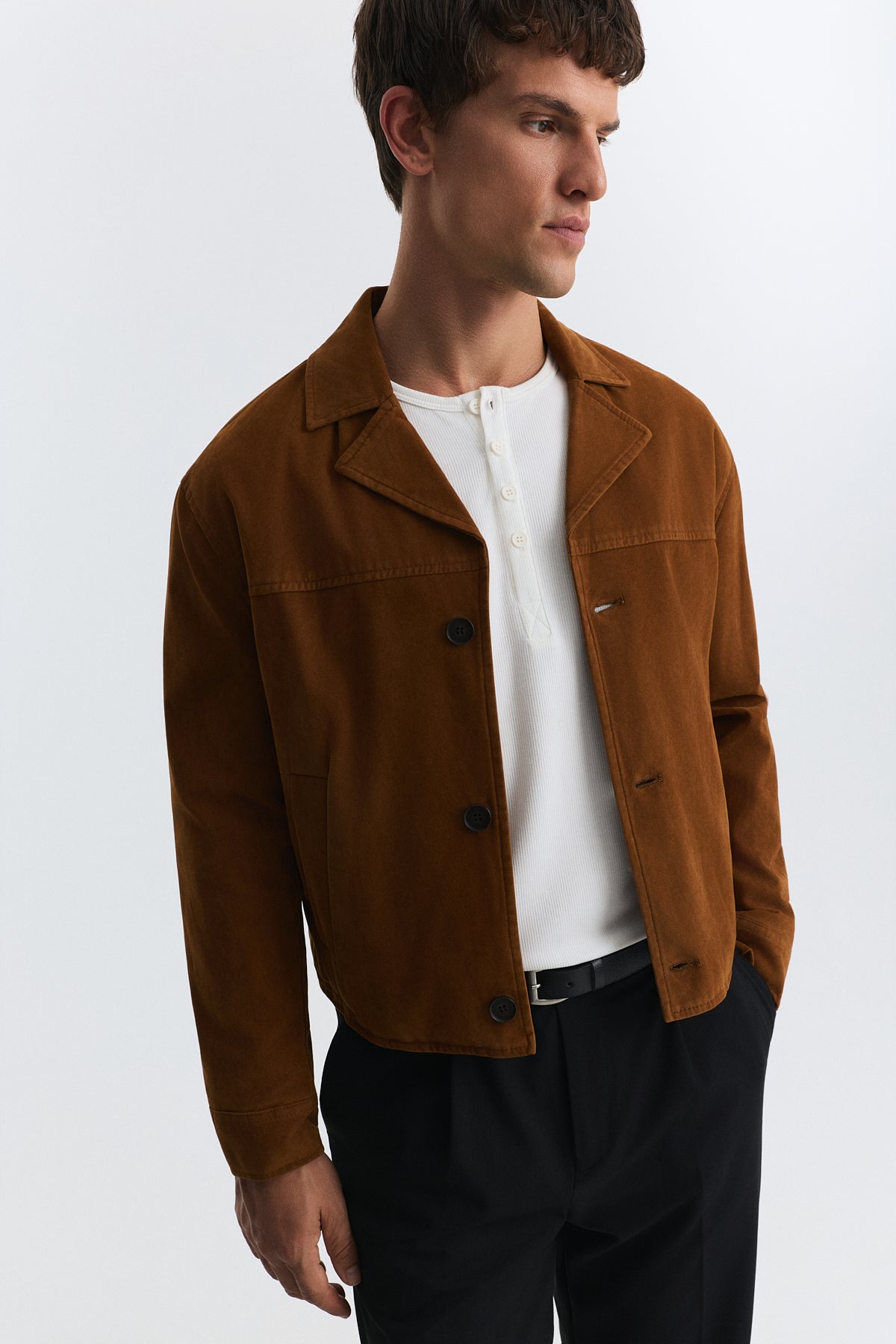 Crop Fit Faux Suede Jacket