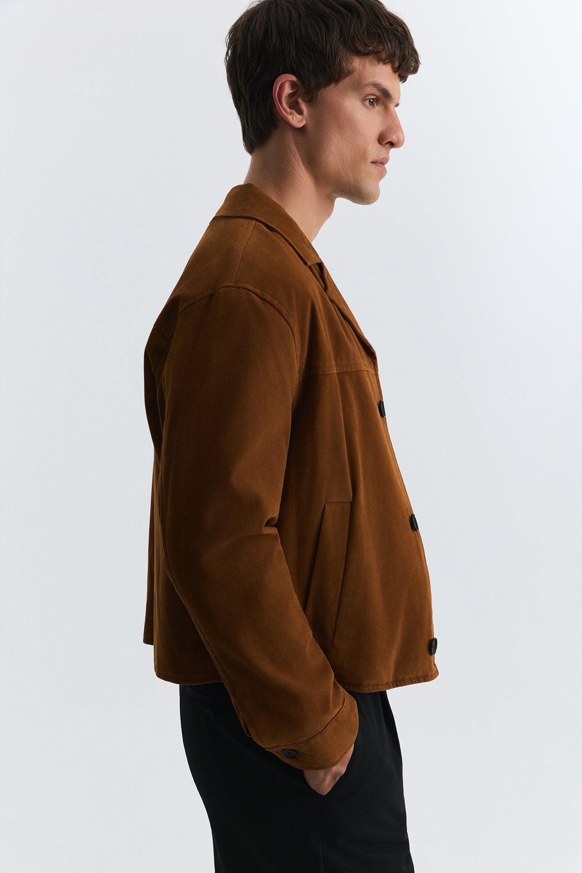 Crop Fit Faux Suede Jacket