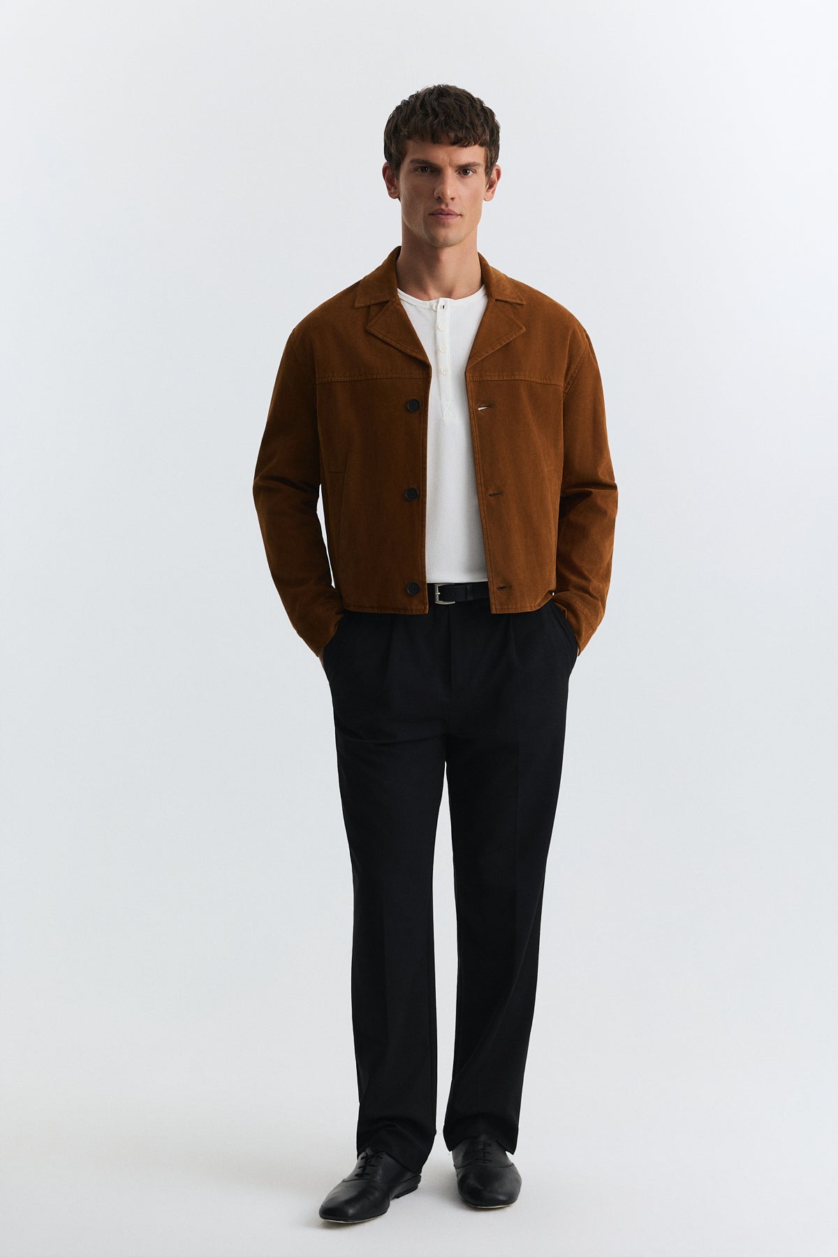 Crop Fit Faux Suede Jacket