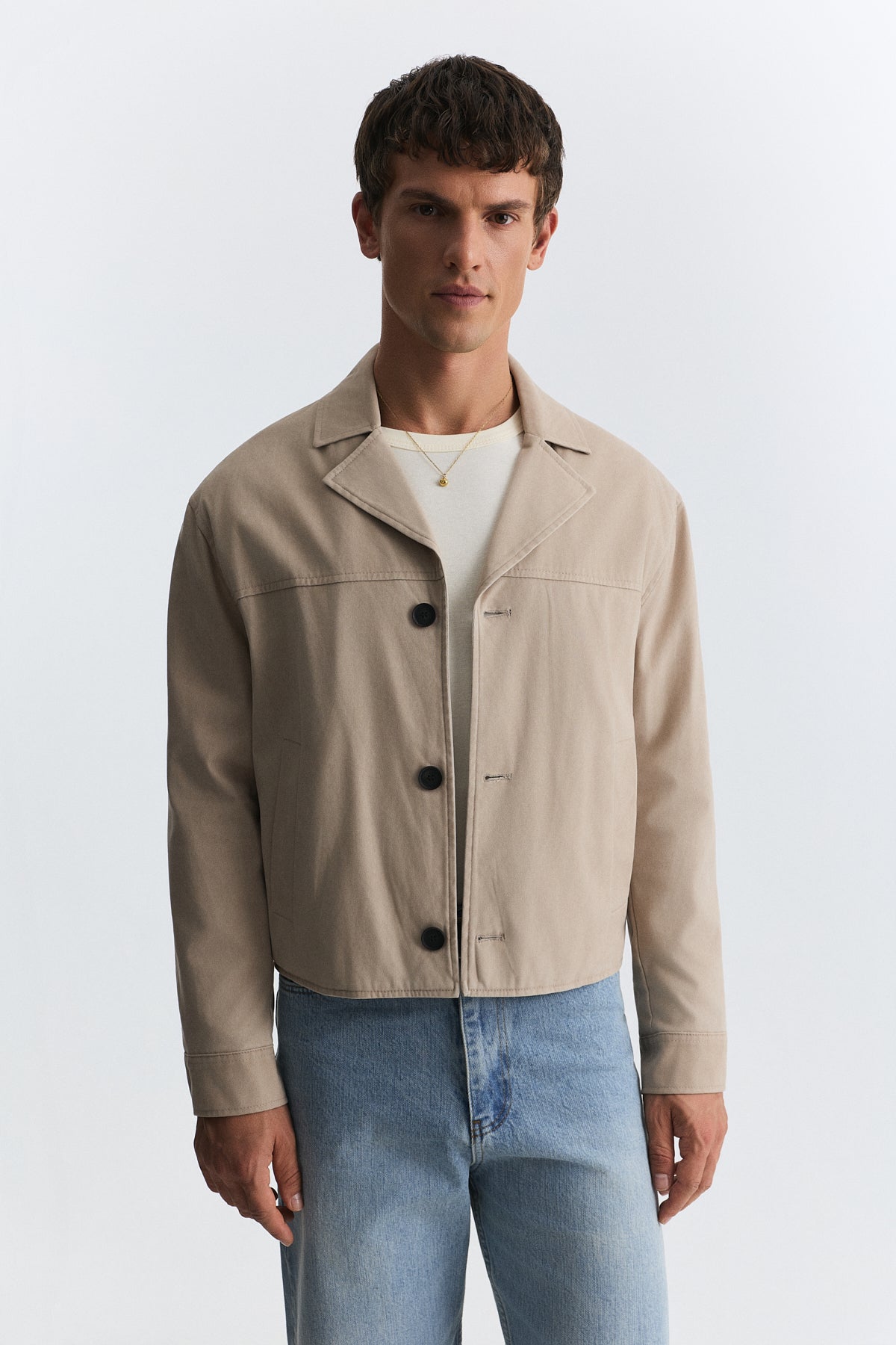 Crop Fit Faux Suede Jacket