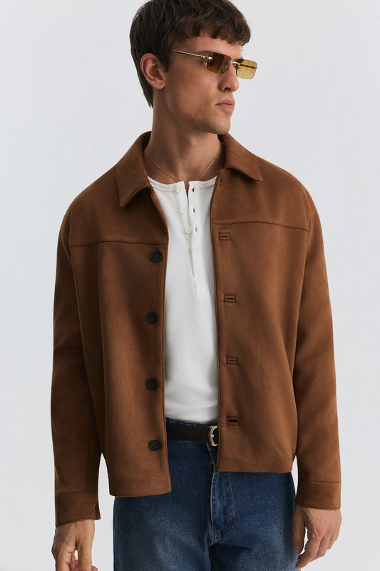 Relaxed Faux Suede Jacket