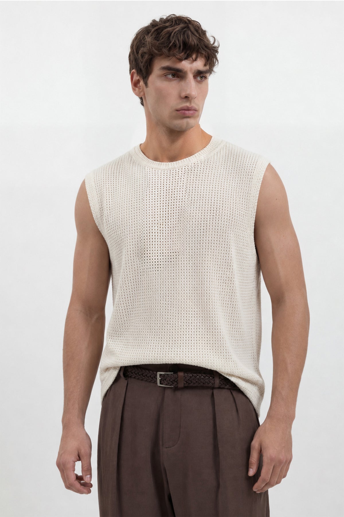 Relax Fit Textured Men's Sleeveless T-shirt
