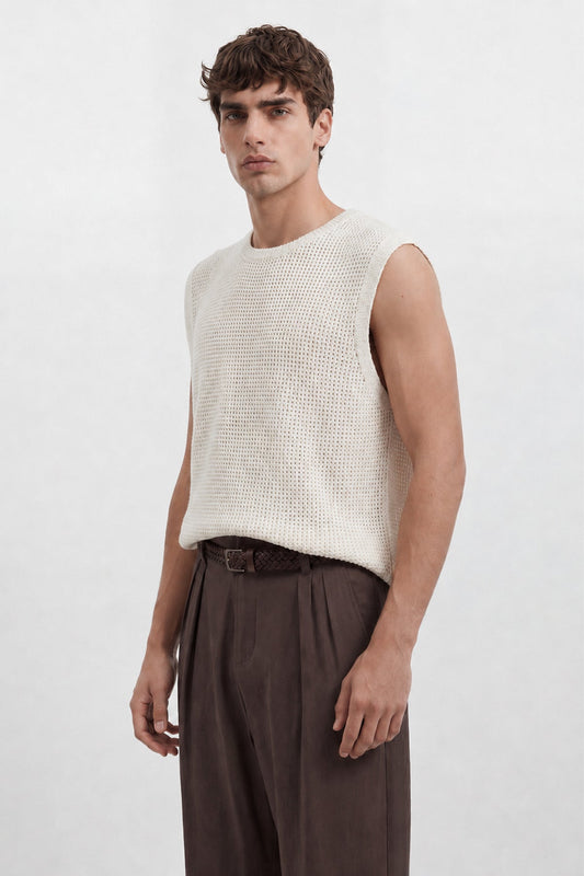 Relax Fit Textured Men's Sleeveless T-shirt