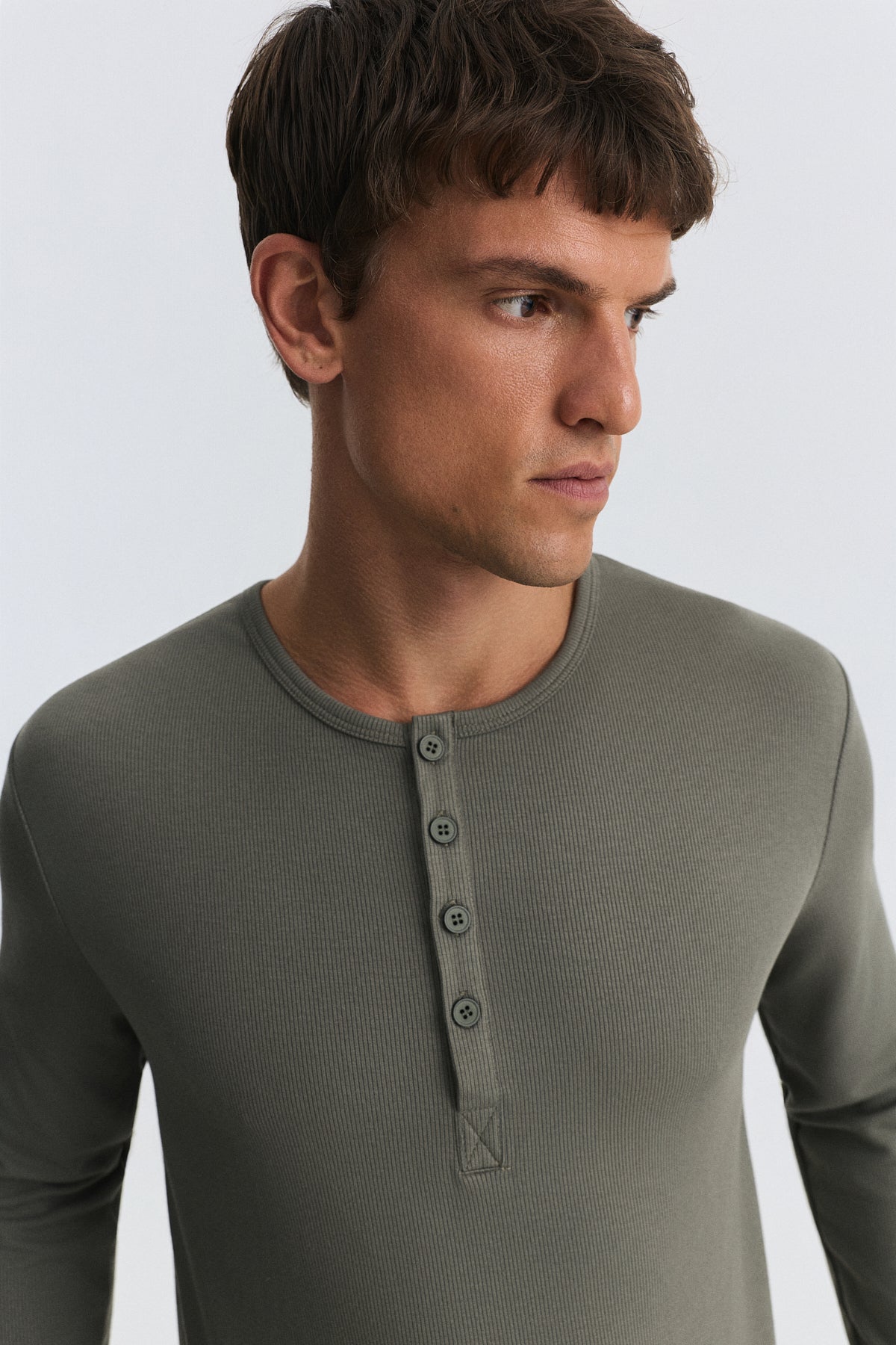 100% Cotton Button-Down Collar Ribbed T-Shirt