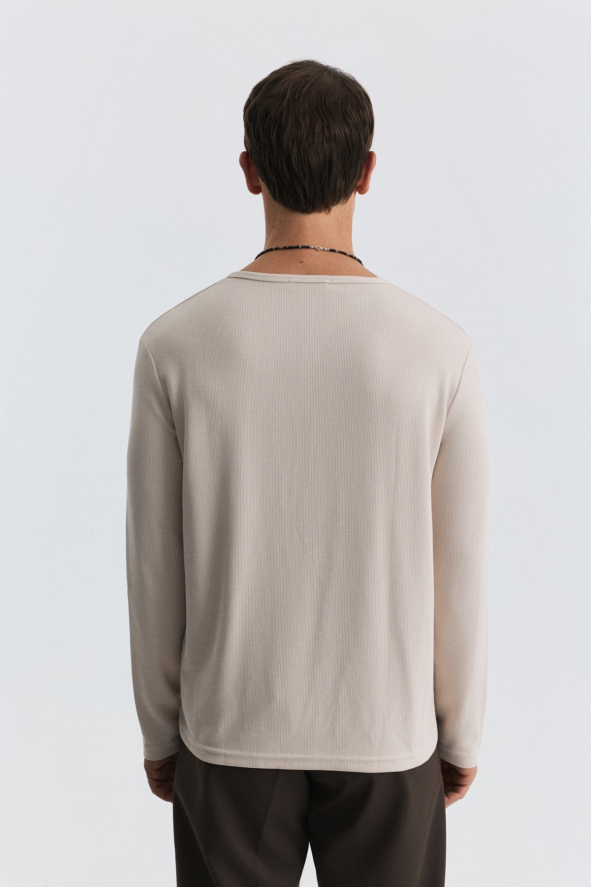 100% Cotton Button-Down Collar Ribbed T-Shirt