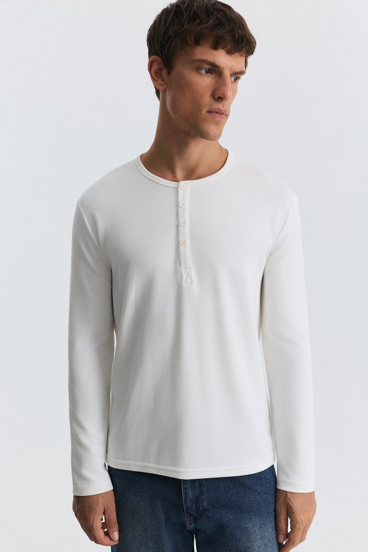 100% Cotton Button-Down Collar Ribbed T-Shirt