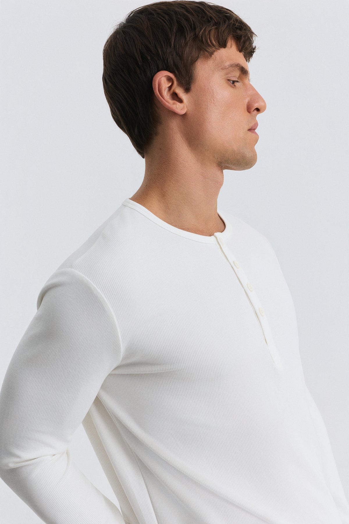 100% Cotton Button-Down Collar Ribbed T-Shirt