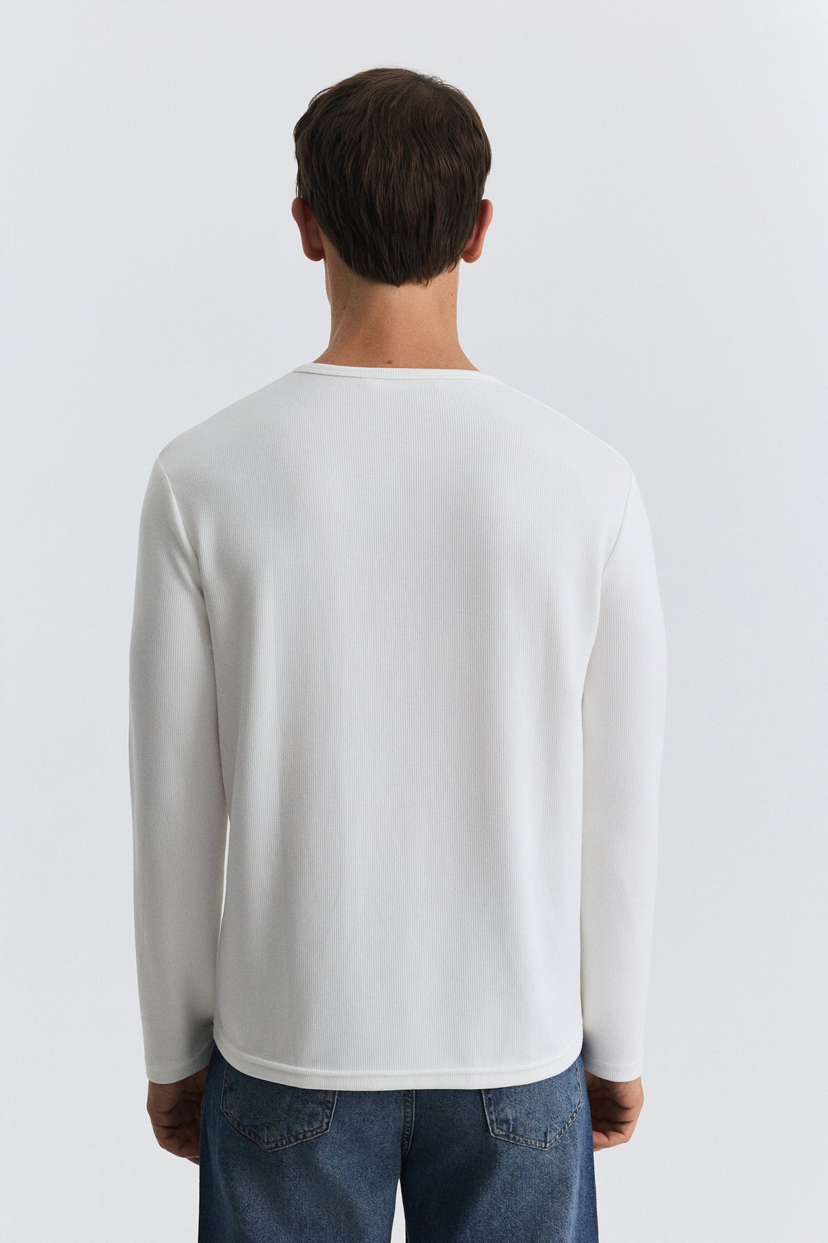 100% Cotton Button-Down Collar Ribbed T-Shirt
