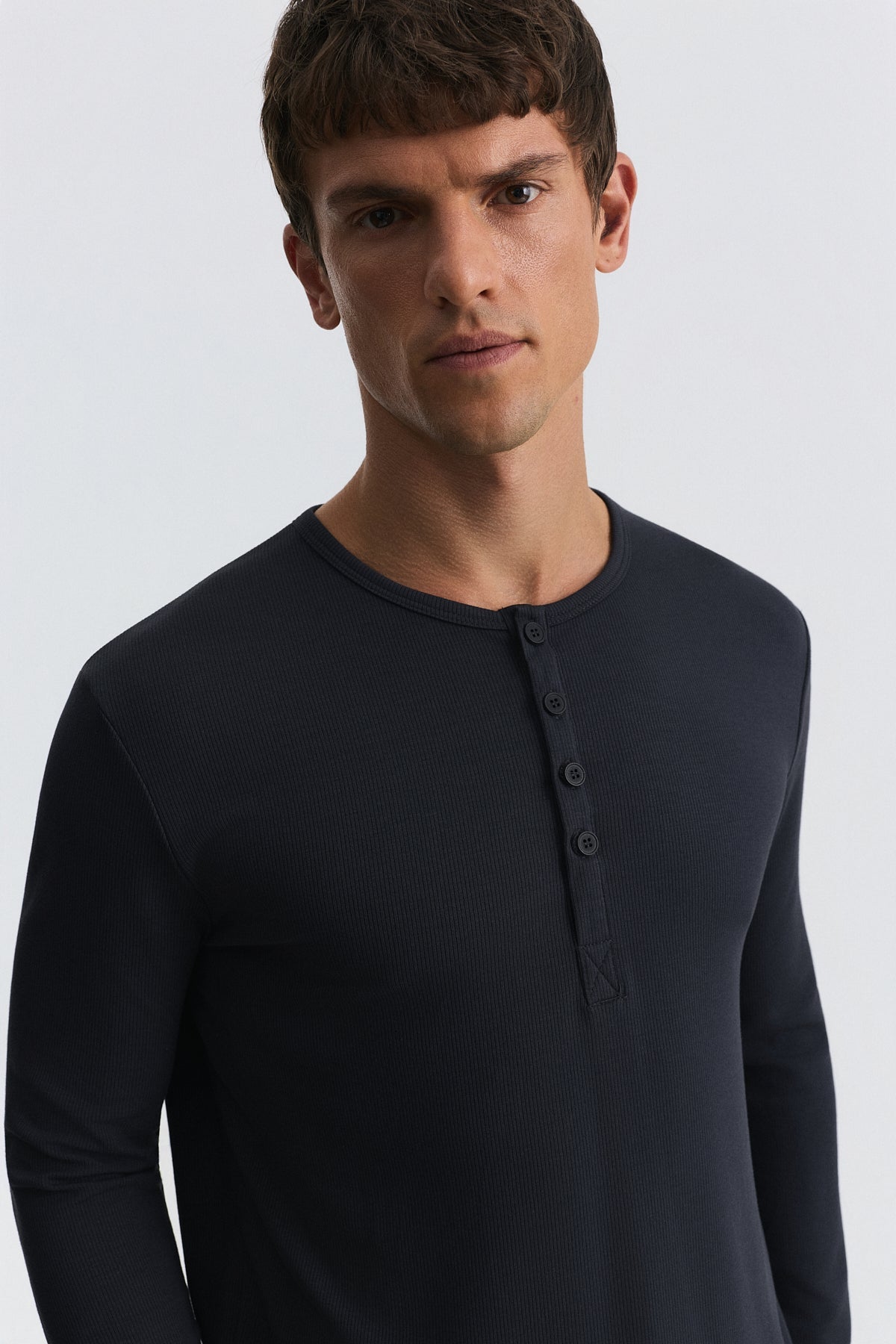 100% Cotton Button-Down Collar Ribbed T-Shirt