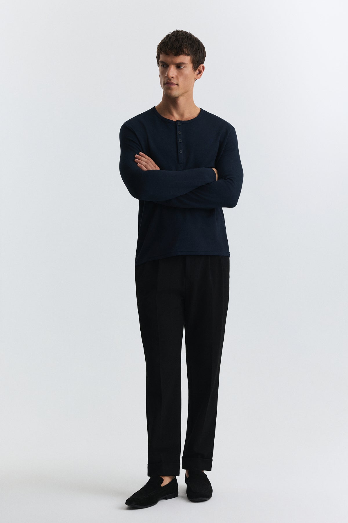 100% Cotton Button-Down Collar Ribbed T-Shirt