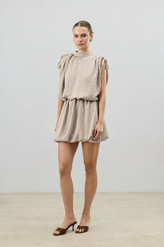 Women's Dress with Gathered Shoulders