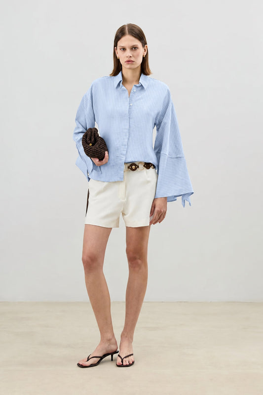 Women's Striped Shirt with Cuff Ties