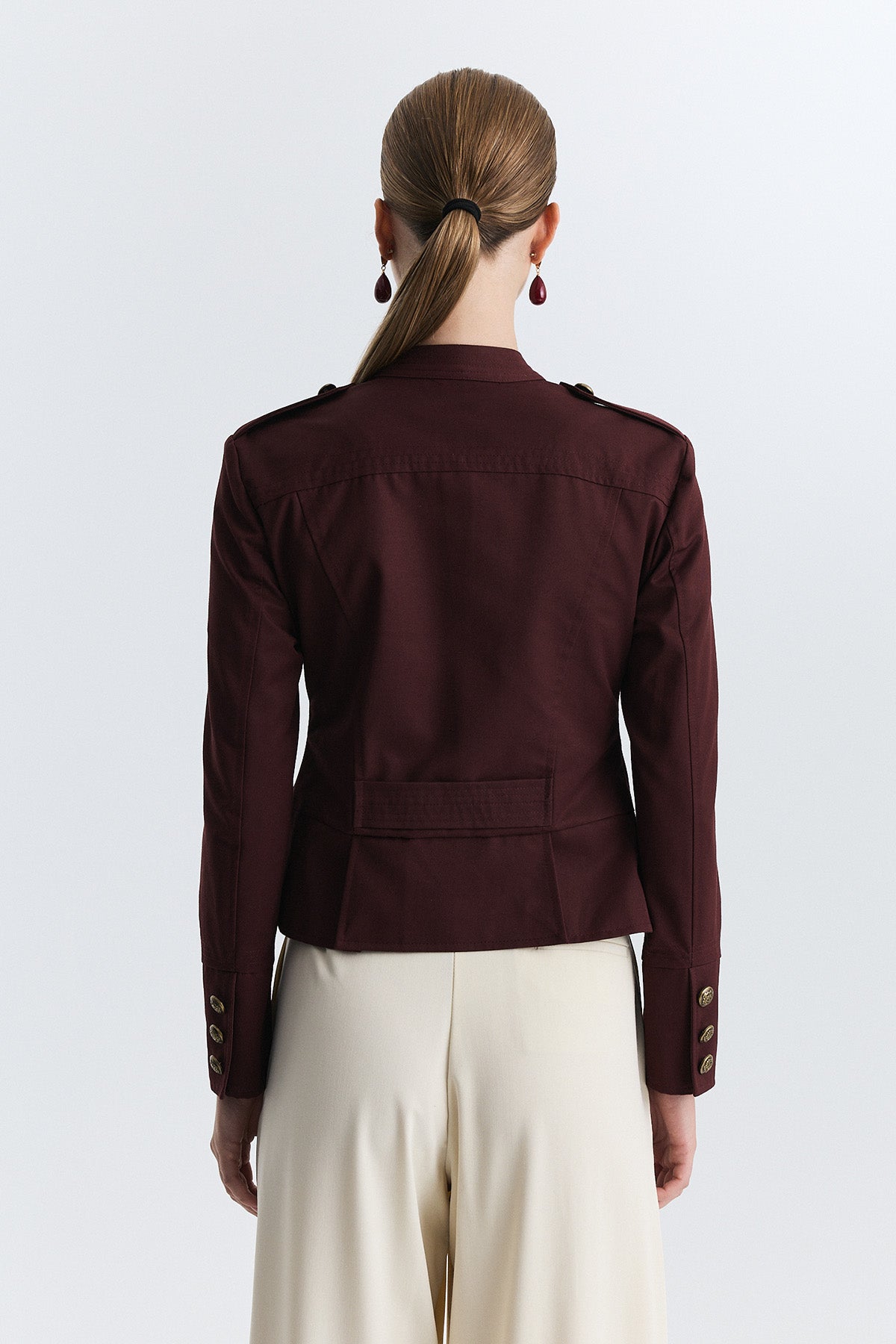 Jacket with Decorative Buttons and Epaulets