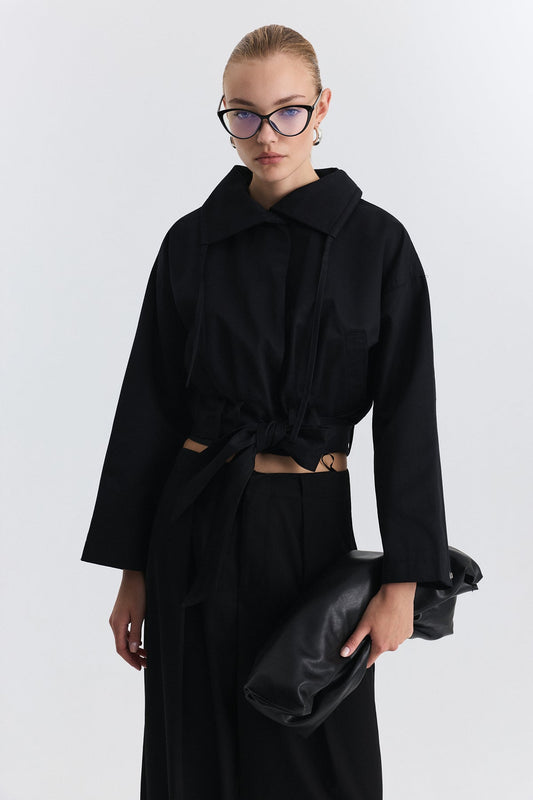 Short Trench Coat with a Belt