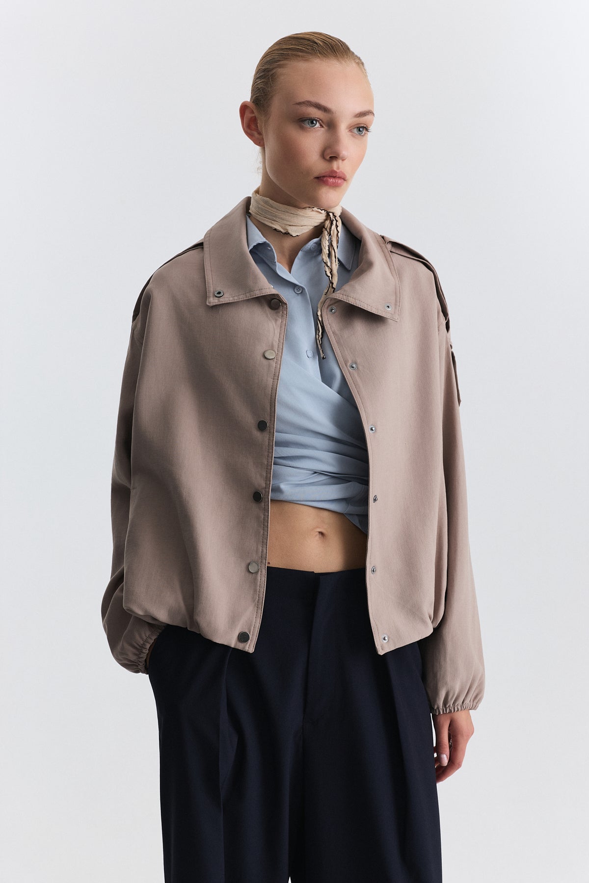 Lyocell-Blend Stand-Up Collar Jacket
