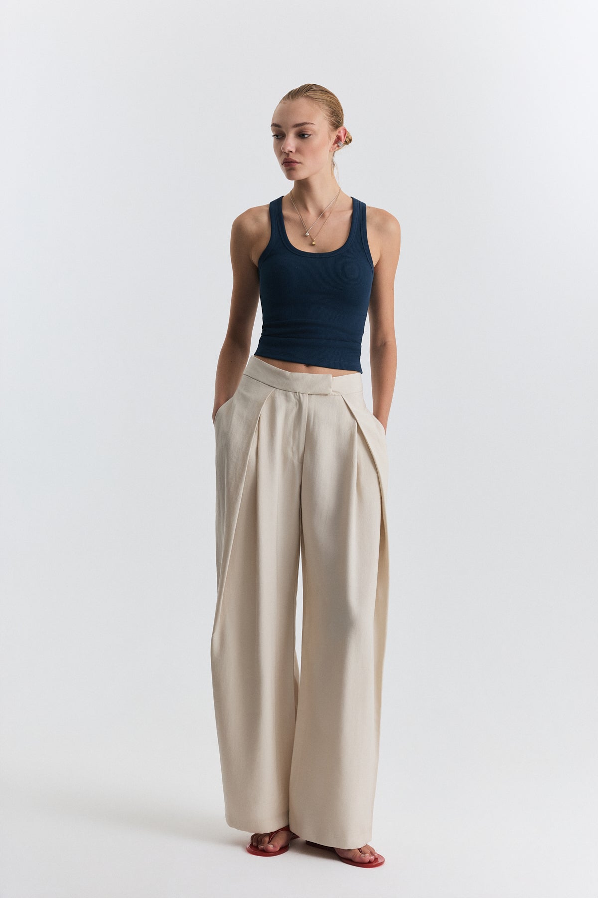 Women's Tank Top with Straps and Ruffle Trim