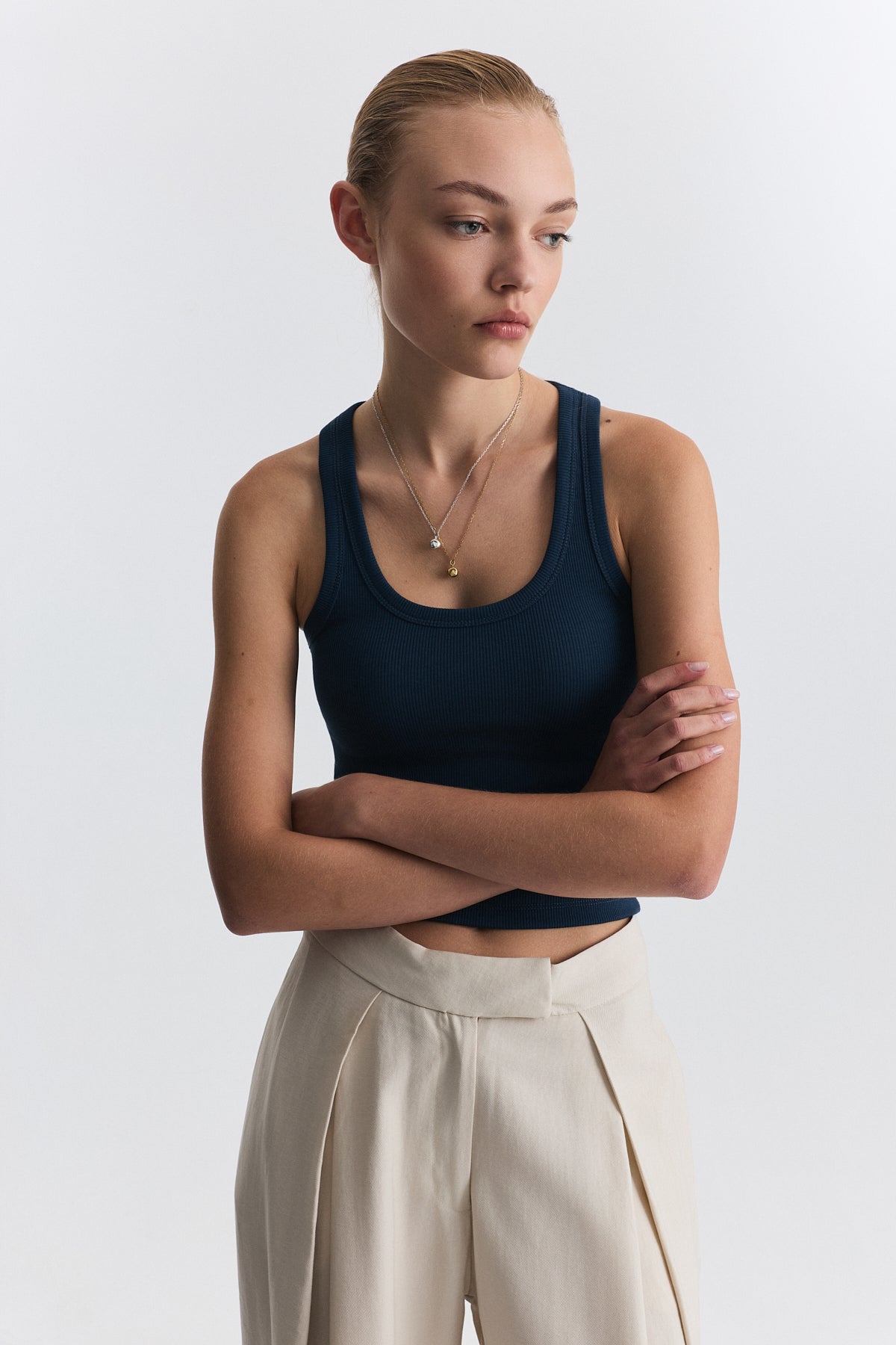 Women's Tank Top with Straps and Ruffle Trim