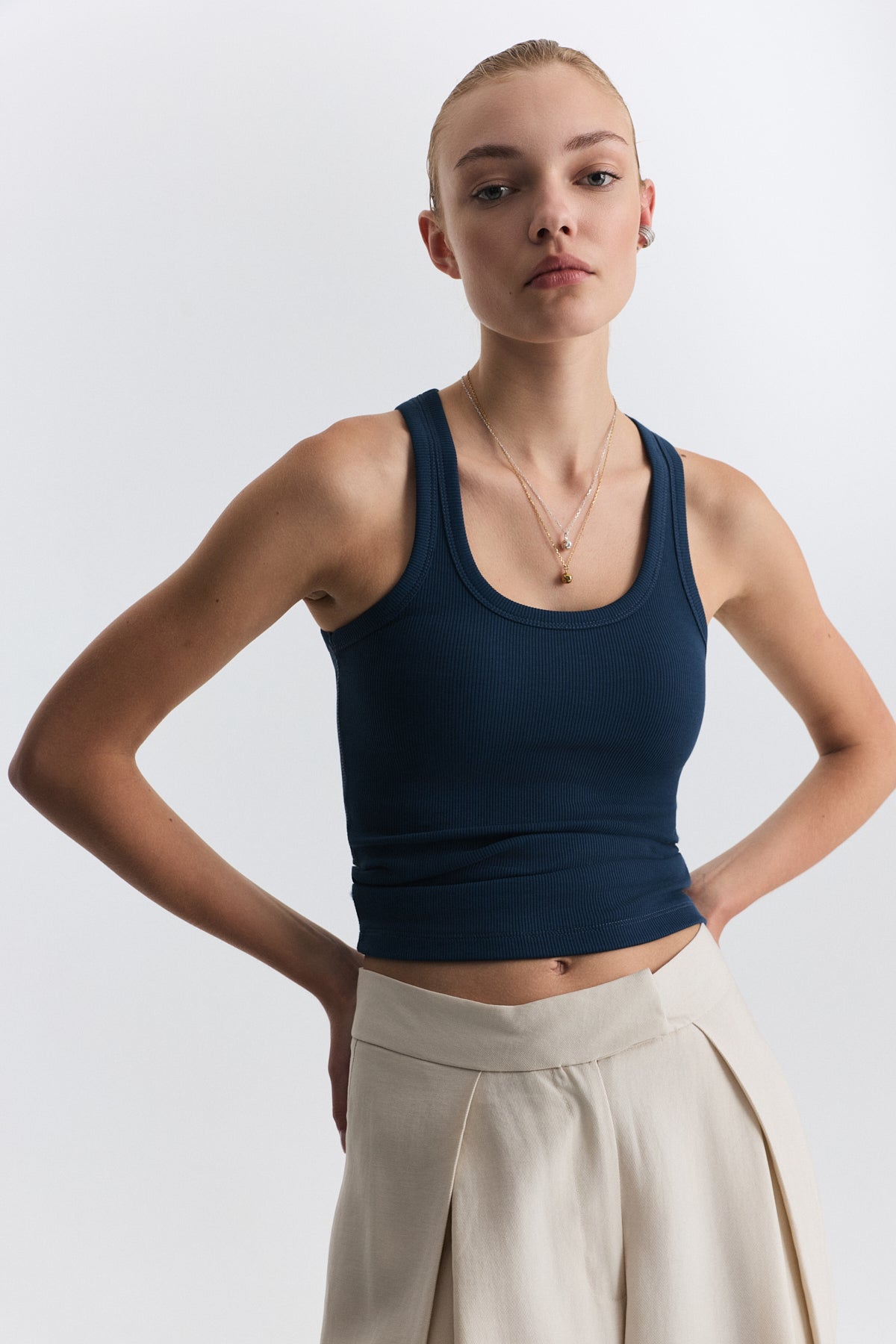Women's Tank Top with Straps and Ruffle Trim