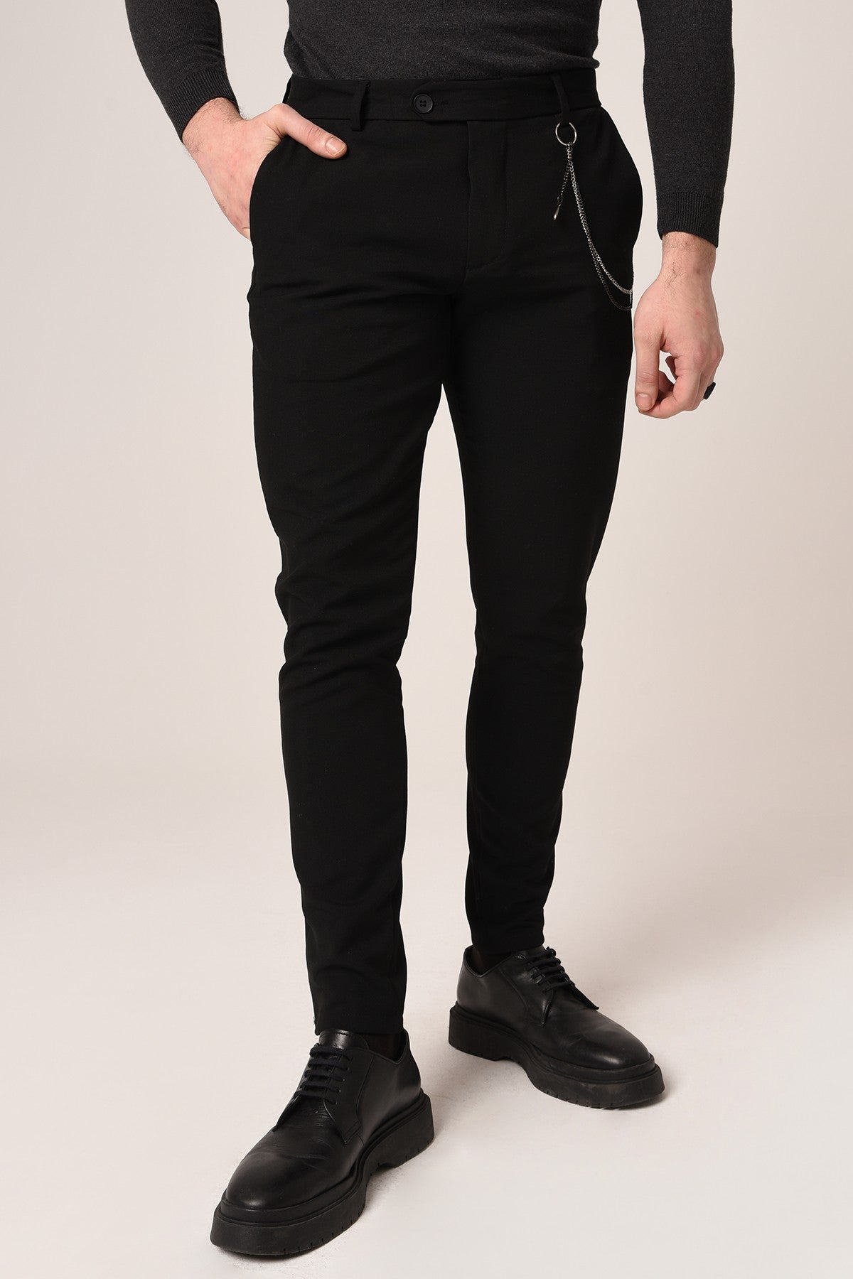 Men's Accessories: Slim-Fit Pants with Detailed Design