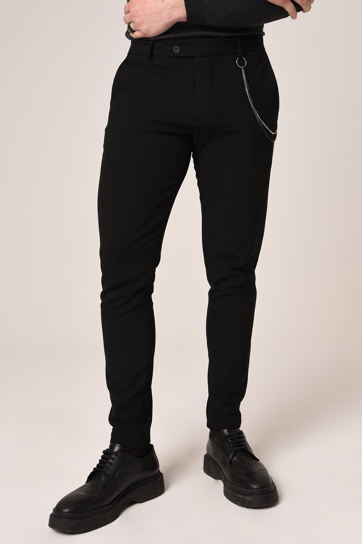 Men's Accessories: Slim-Fit Pants with Detailed Design