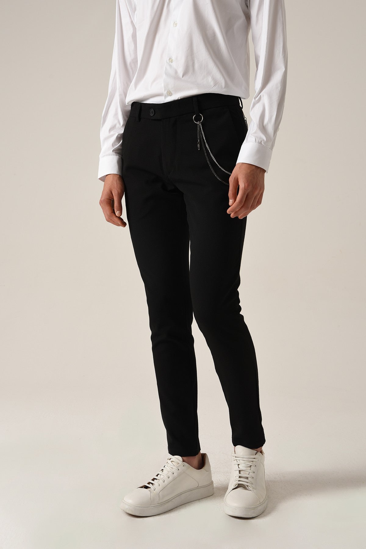 Men's Accessories: Slim-Fit Pants with Detailed Design