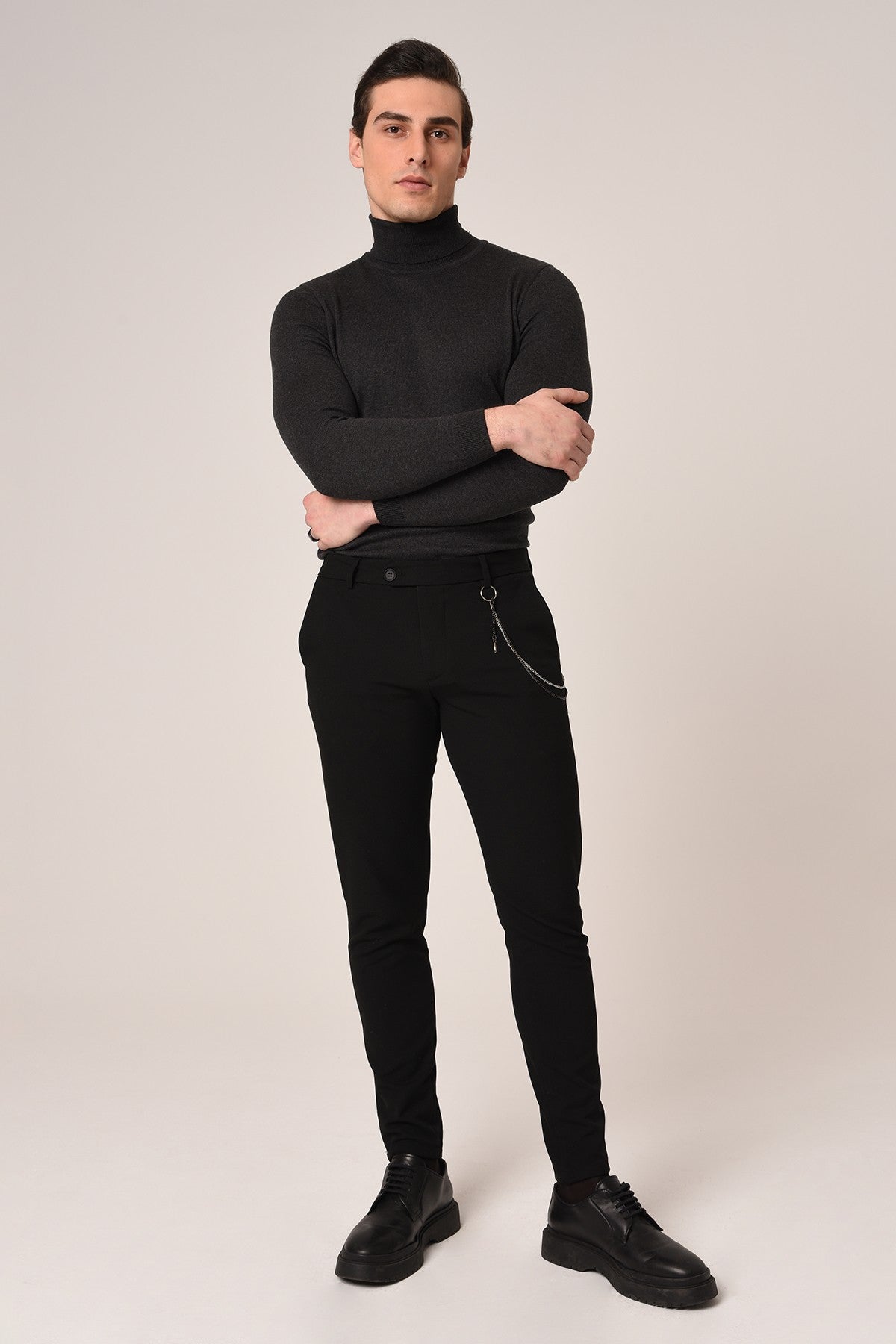 Men's Accessories: Slim-Fit Pants with Detailed Design