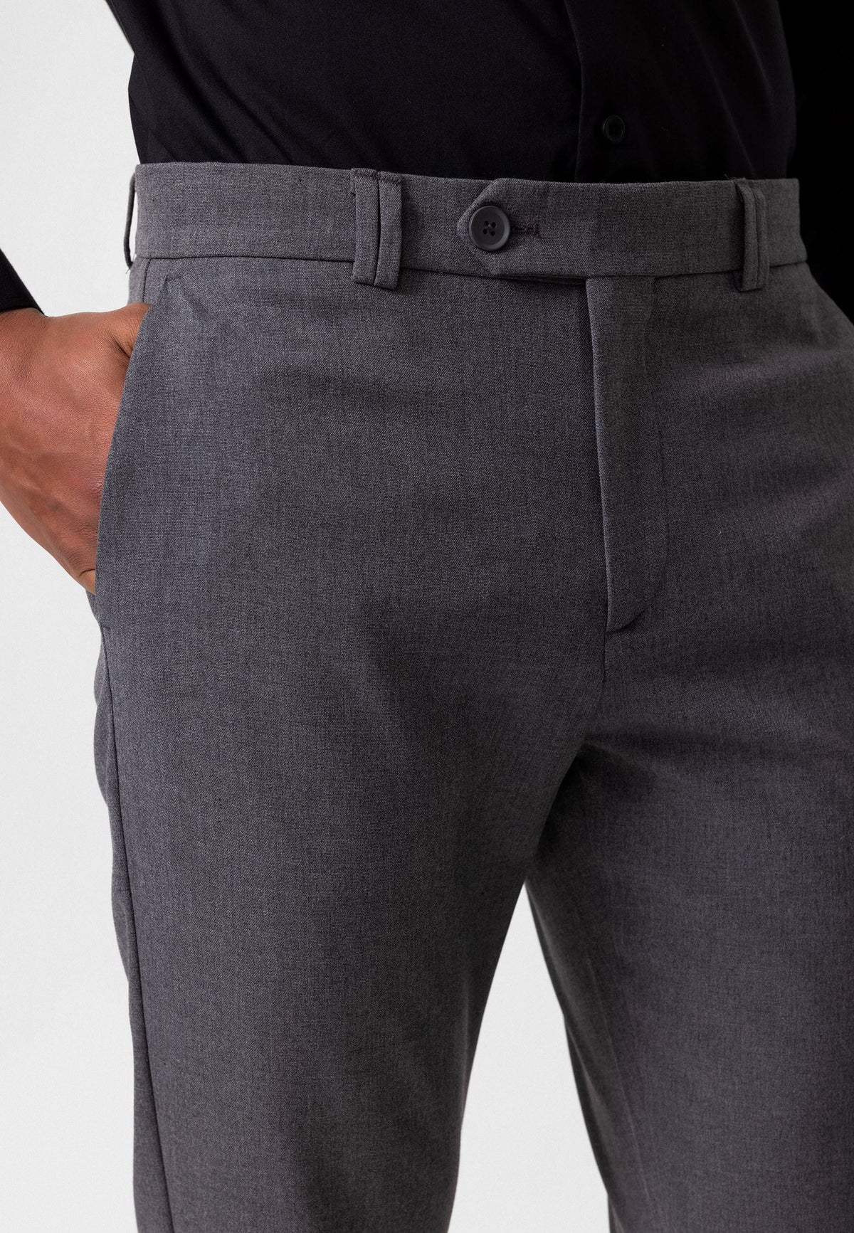 Men's Slim-Fit Solid-Color Fabric Pants with Accents