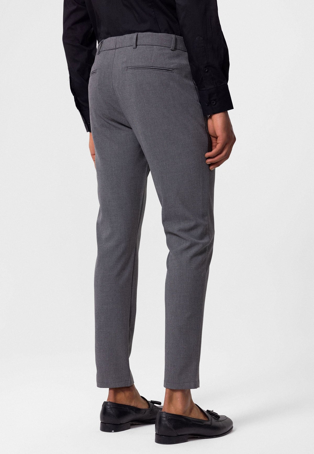 Men's Slim-Fit Solid-Color Fabric Pants with Accents