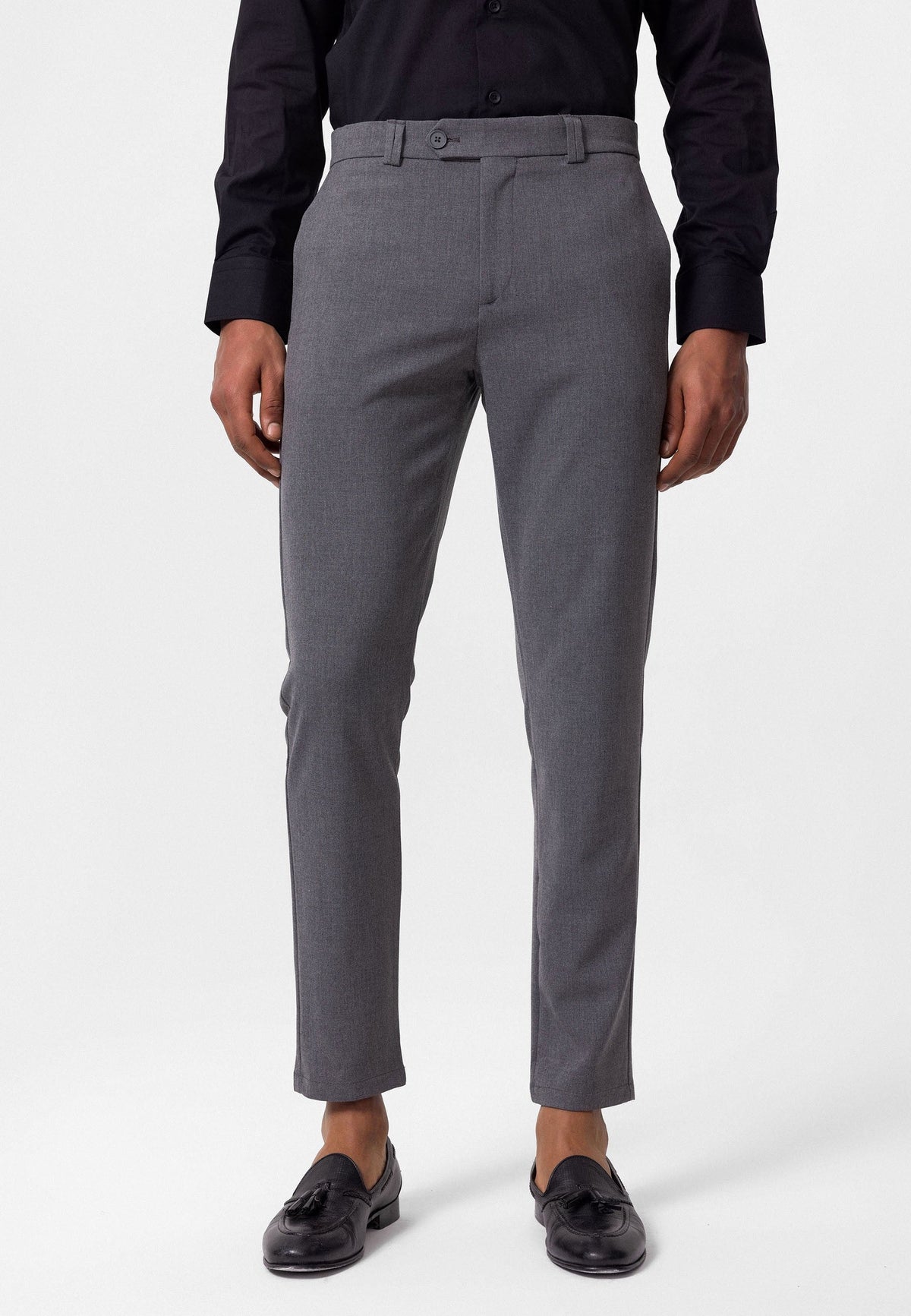 Men's Slim-Fit Solid-Color Fabric Pants with Accents