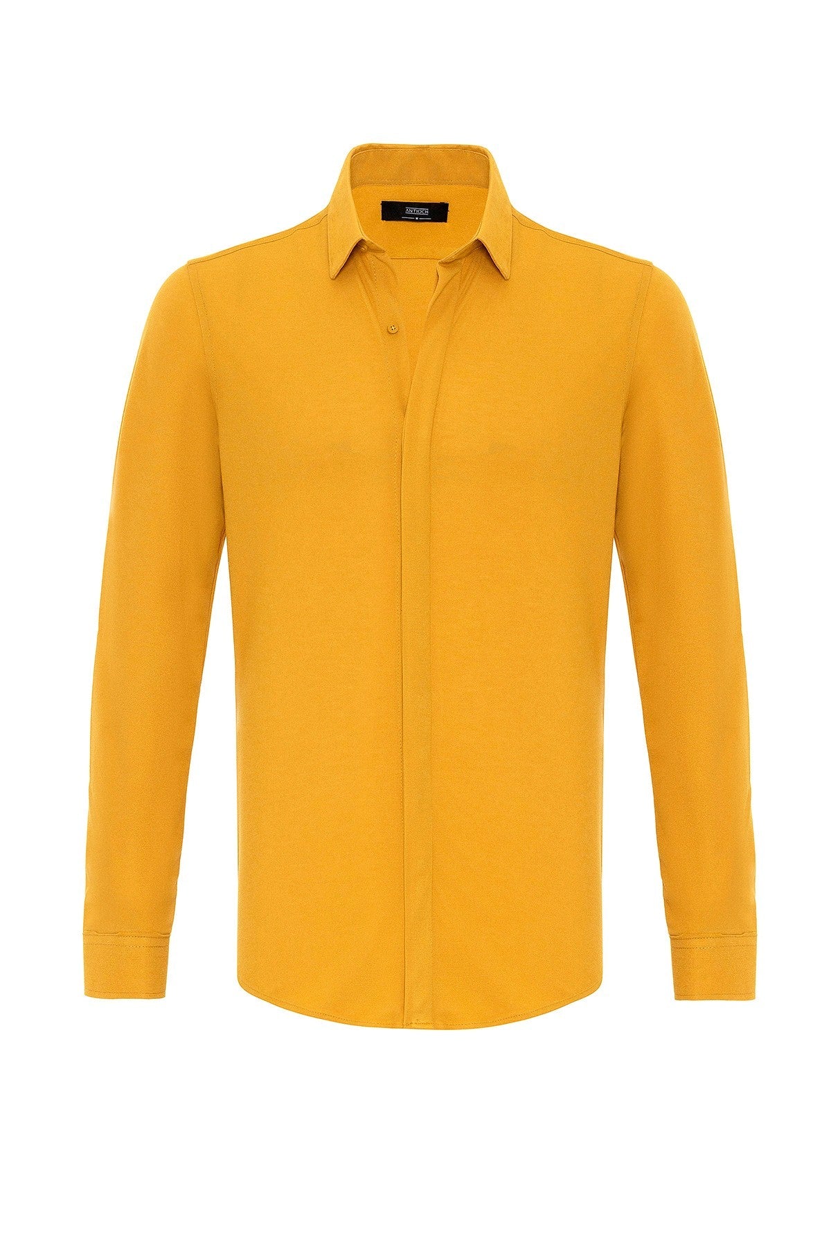 Antioch Men's Long-Sleeve Slim-Fit Knit Shirt with Hidden Buttons