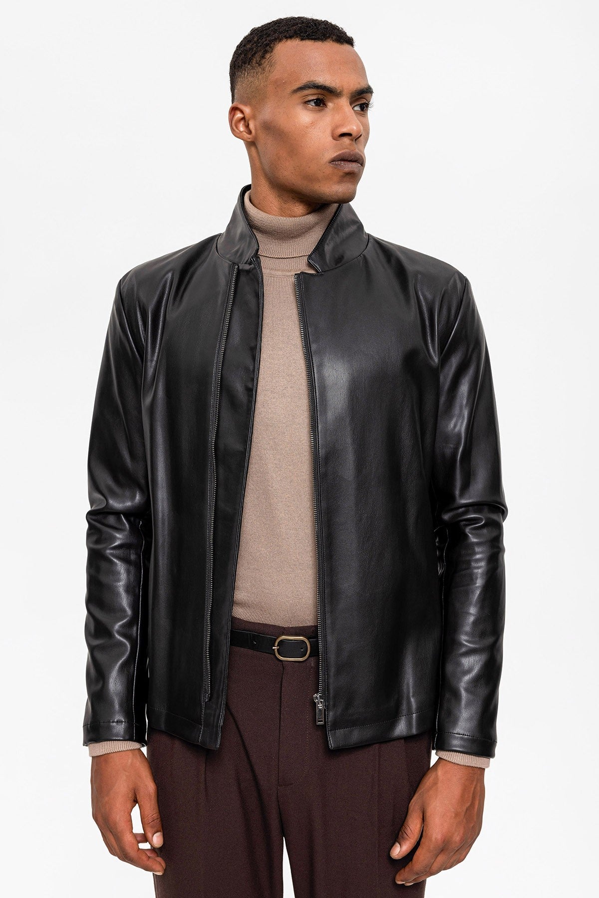 Antioch Stand-Up Collar Leather Jacket