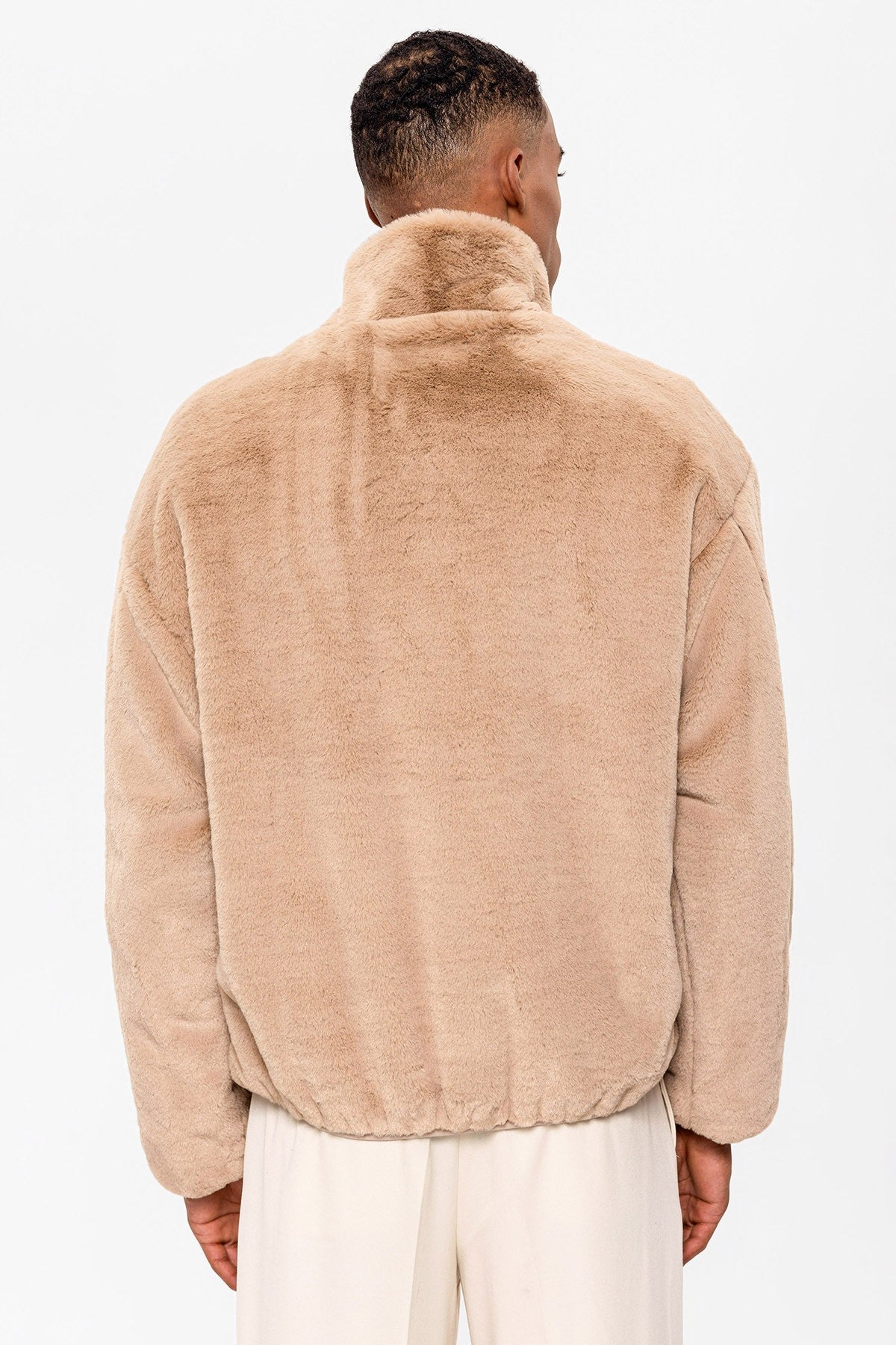 Antioch Men's Stand-Up Collar Faux Fur Coat