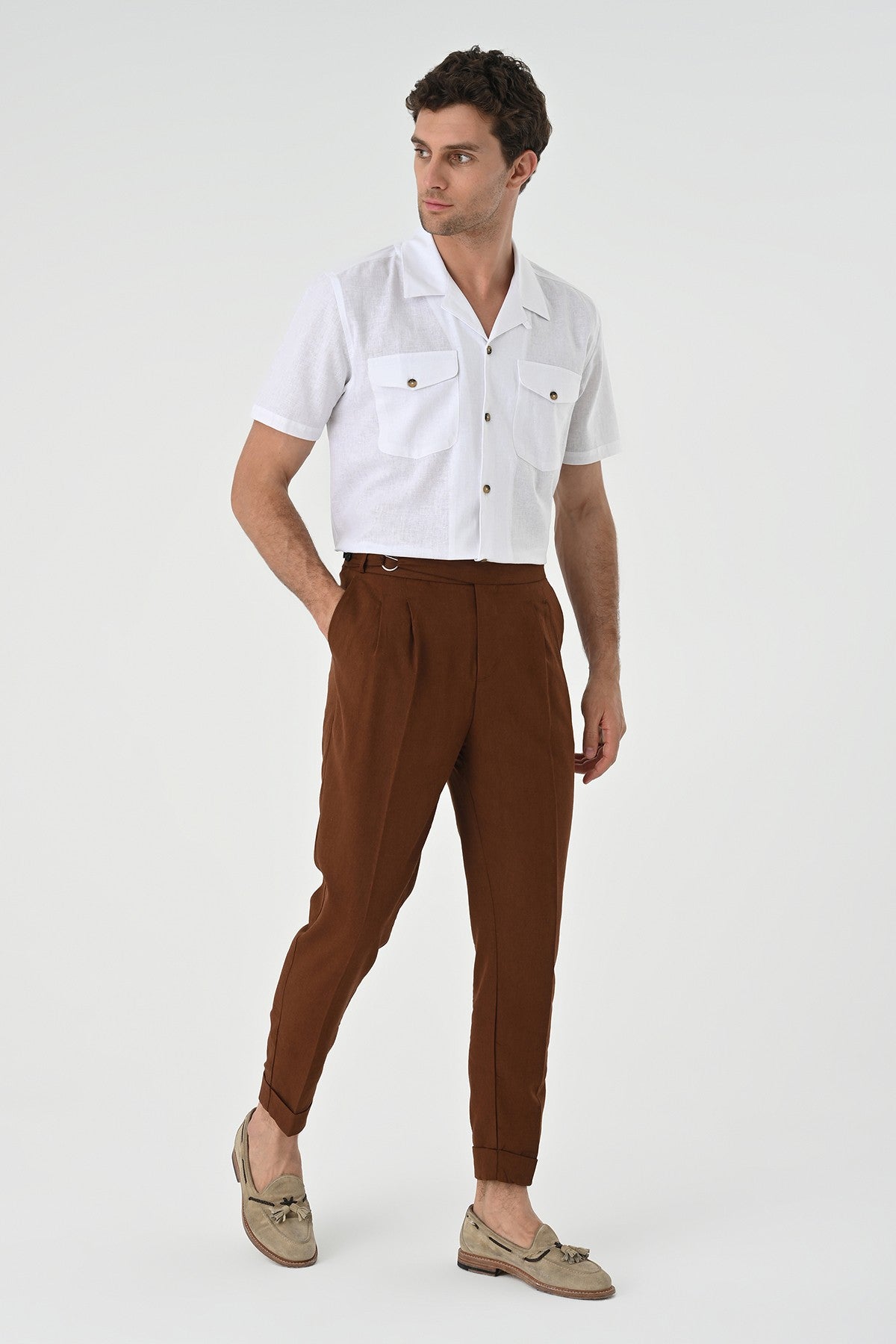 Men's Shirt with Apache Collar and Pocket Details