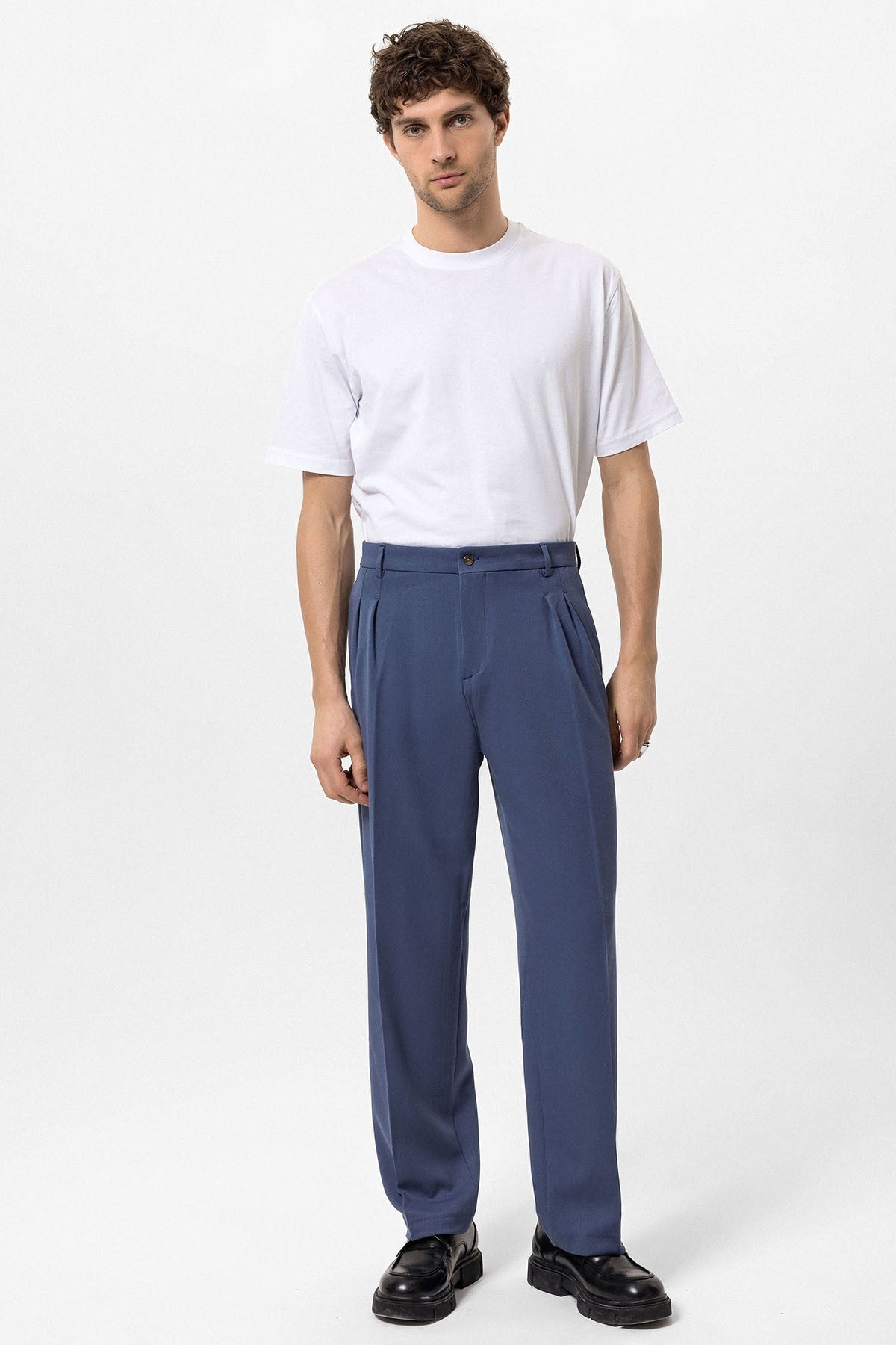 High-Waisted Pleated Relaxed-Fit Men's Pants