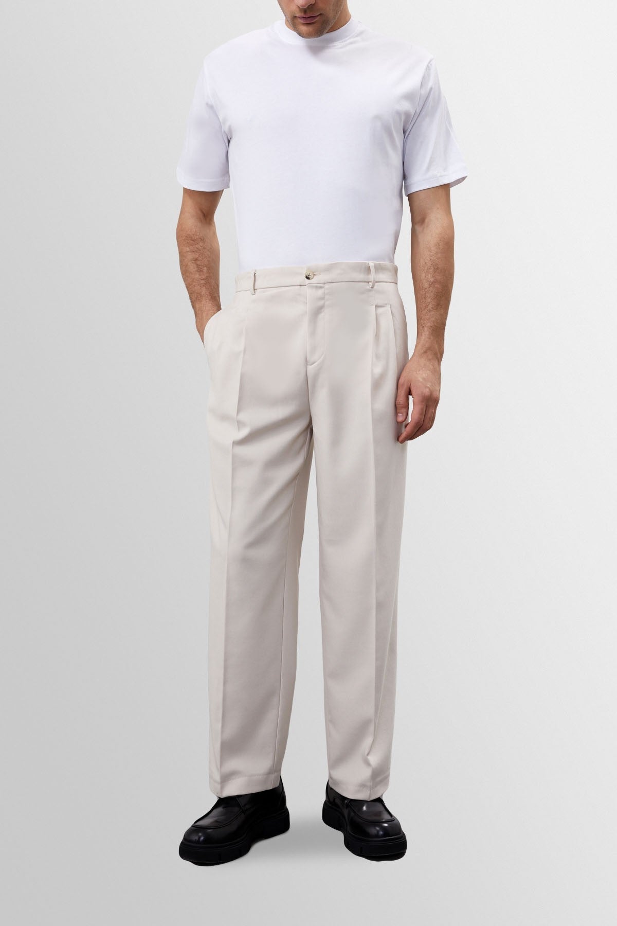 High-Waisted Pleated Relaxed-Fit Men's Pants