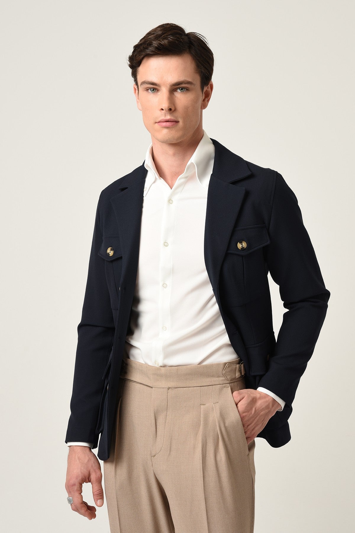 Antioch Men's Jacket with Collar and Belt, All-Season Coat
