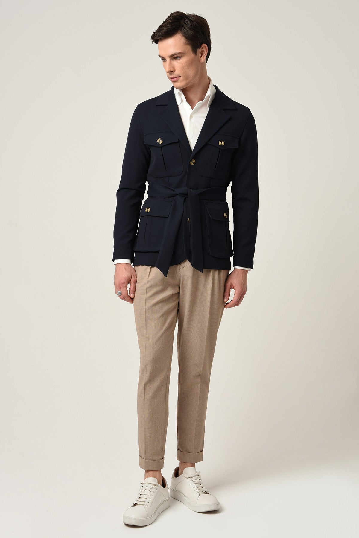 Antioch Men's Jacket with Collar and Belt, All-Season Coat