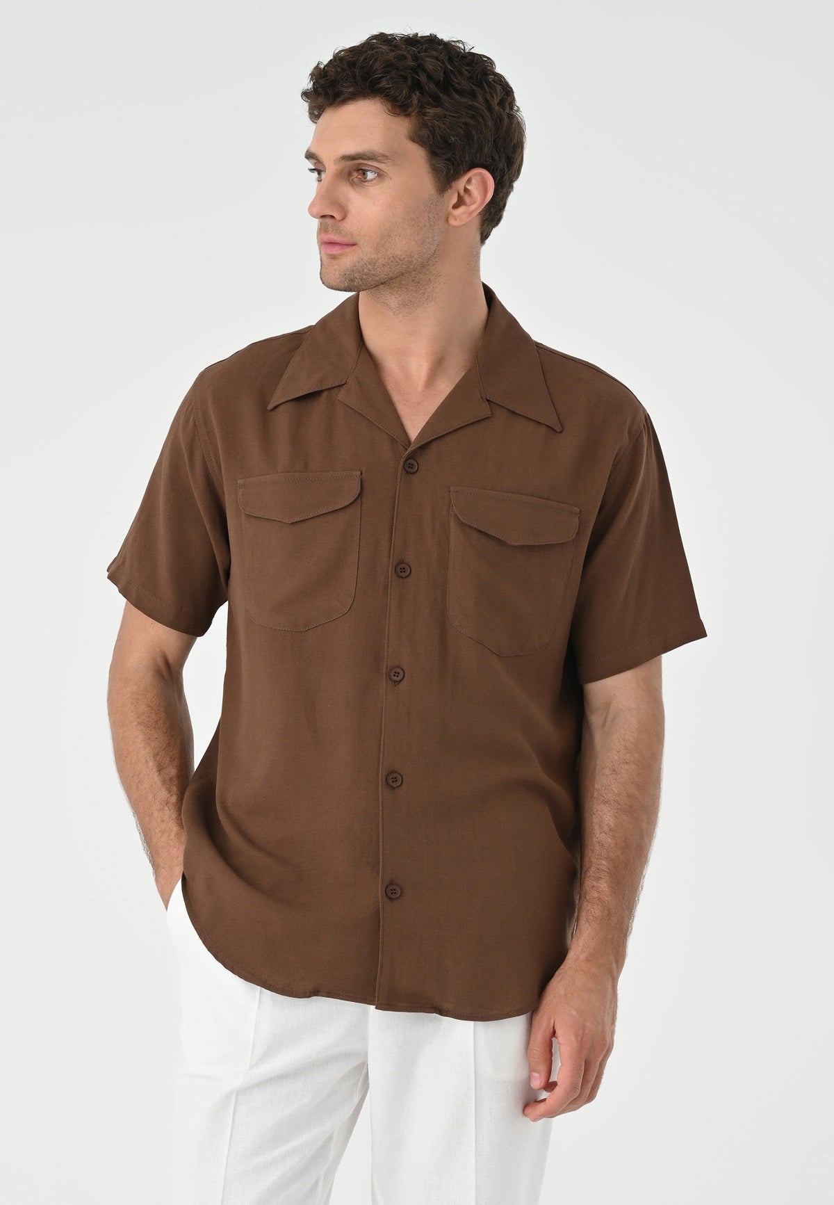 Antioch Men's Shirt with Apache Collar and Pocket Details