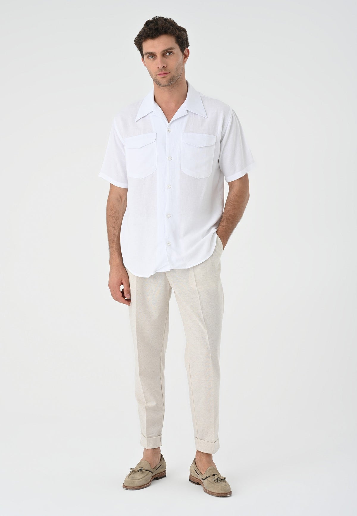 Antioch Men's Shirt with Apache Collar and Pocket Details