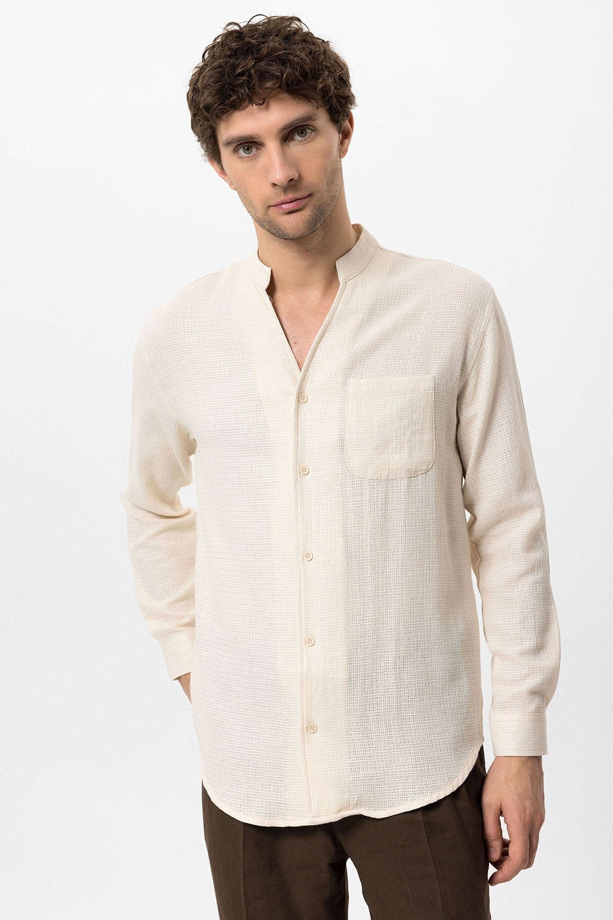 Antioch Crew-Neck Knitted Textured Men's Shirt