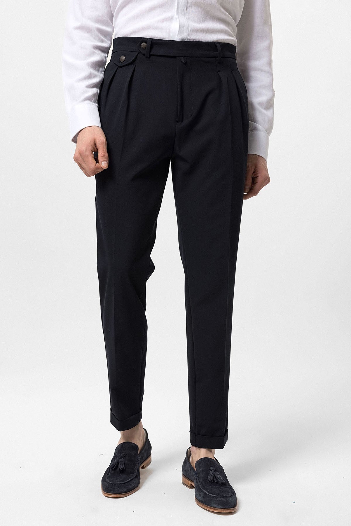 Pleated High-Waisted Men's Pants